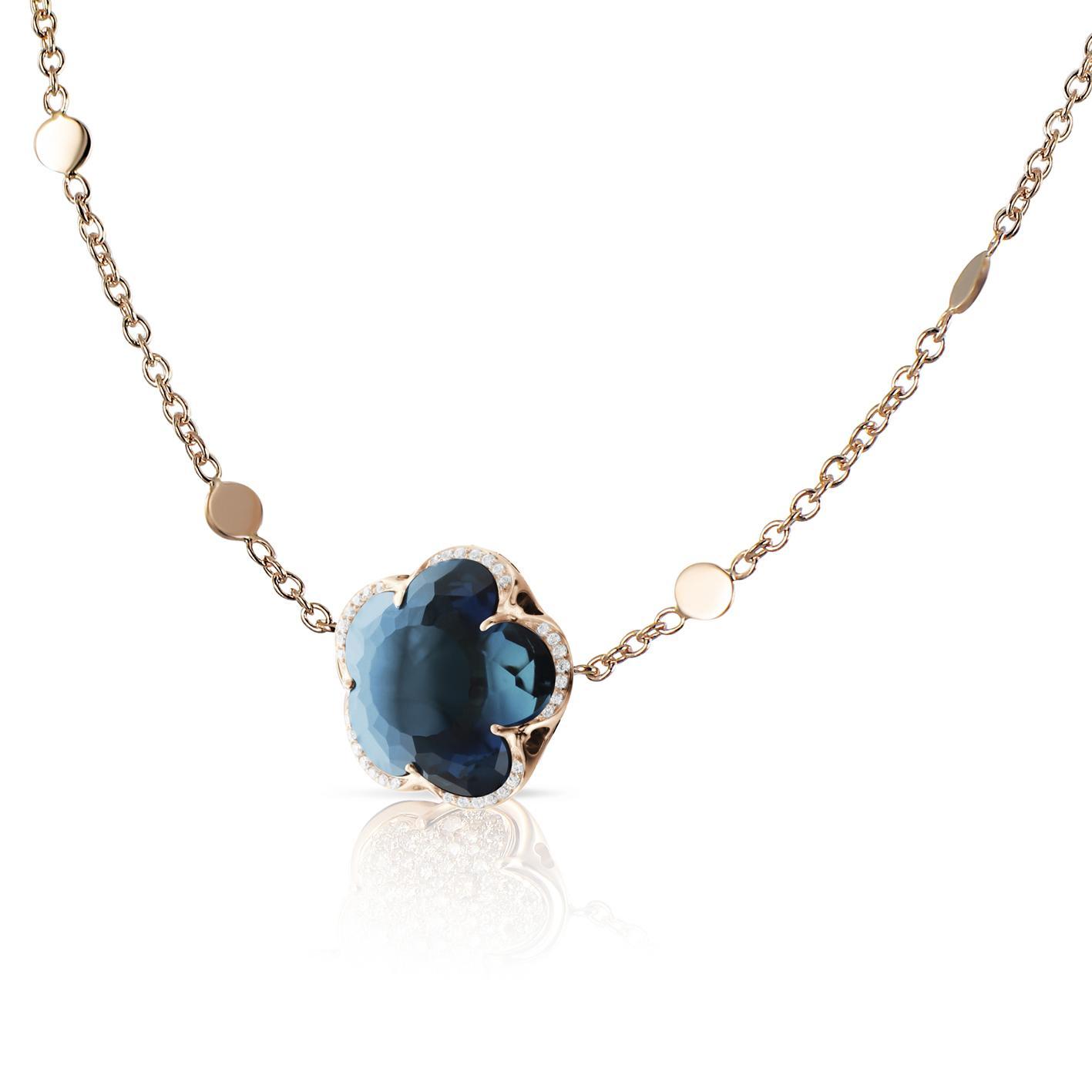 Pasquale Bruni Bon Ton վզնոց՝ 18 կարատ վարդագույն ոսկուց՝ London Blue տոպազով և ադամանդներով: Ռեֆերենս 15321R:
