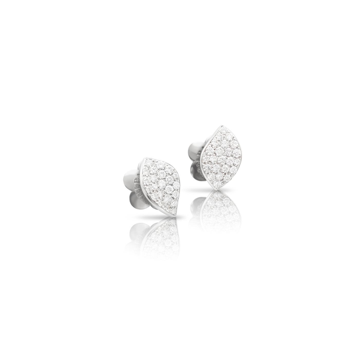 Серьги Pasquale Bruni Petit Garden из белого золота 18 карат с бриллиантами и мотивом одного листа. Референс 15365B.