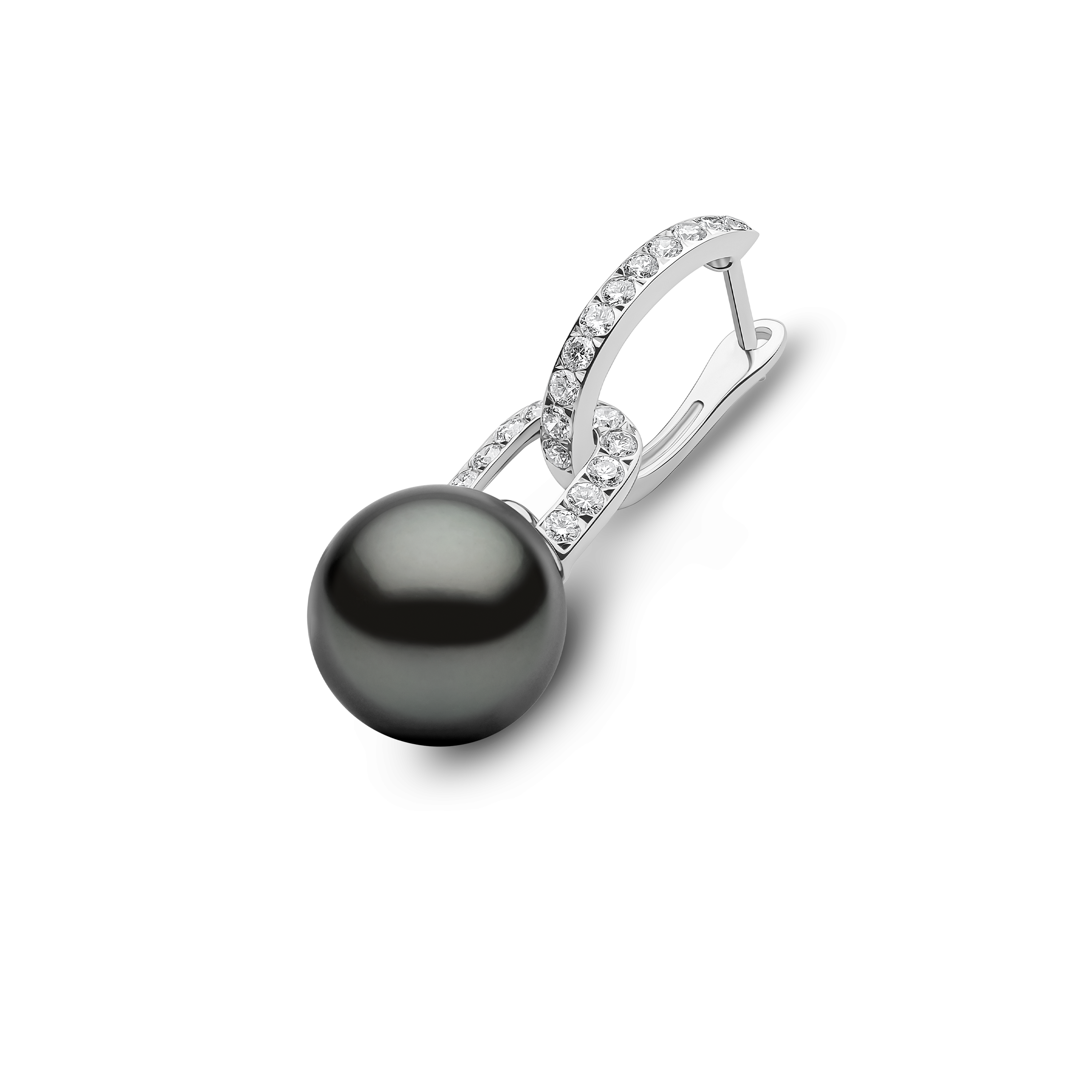 Jazz 18K Gold Pearl and Diamond Link Earrings