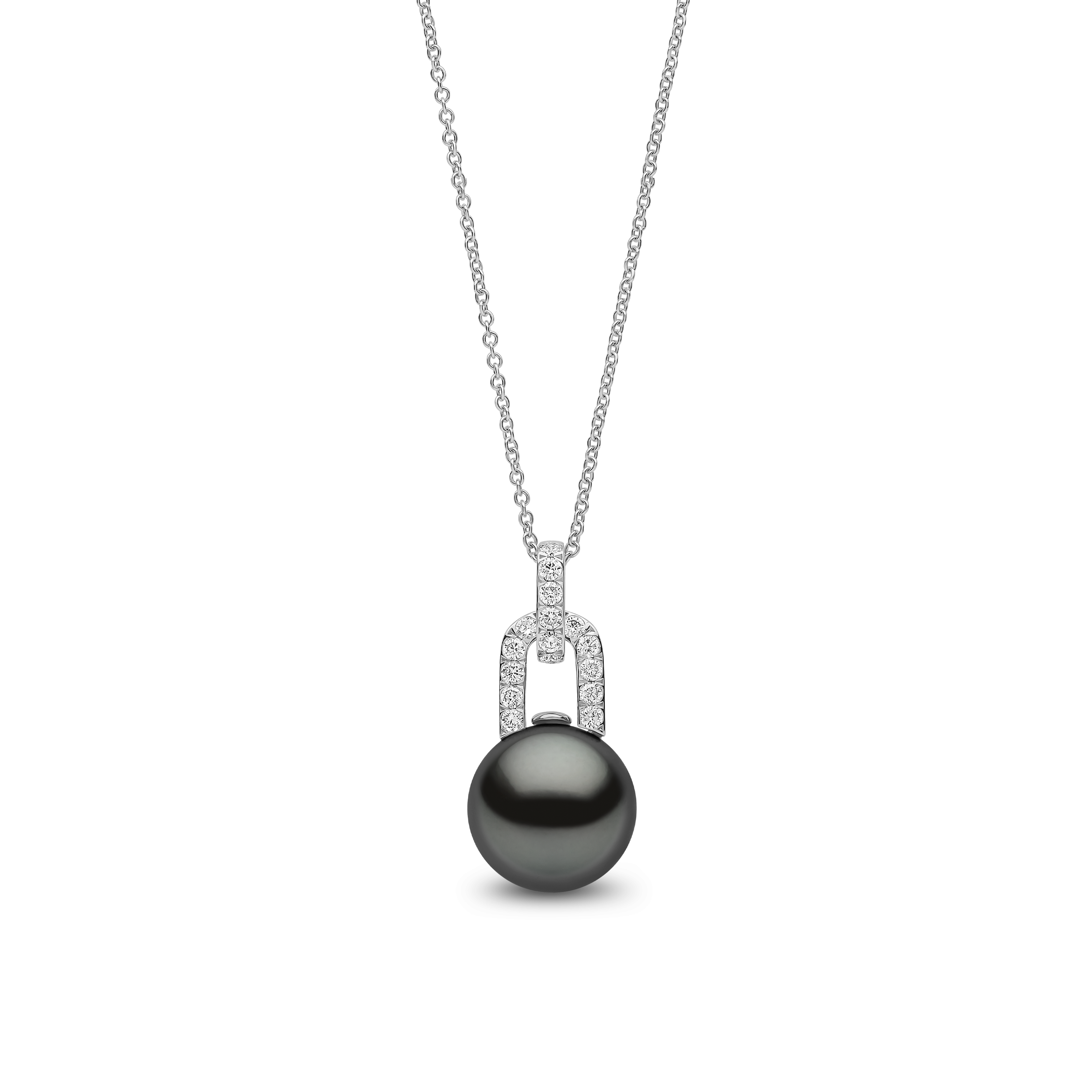 Jazz 18K Gold Pearl and Diamond Link Pendant