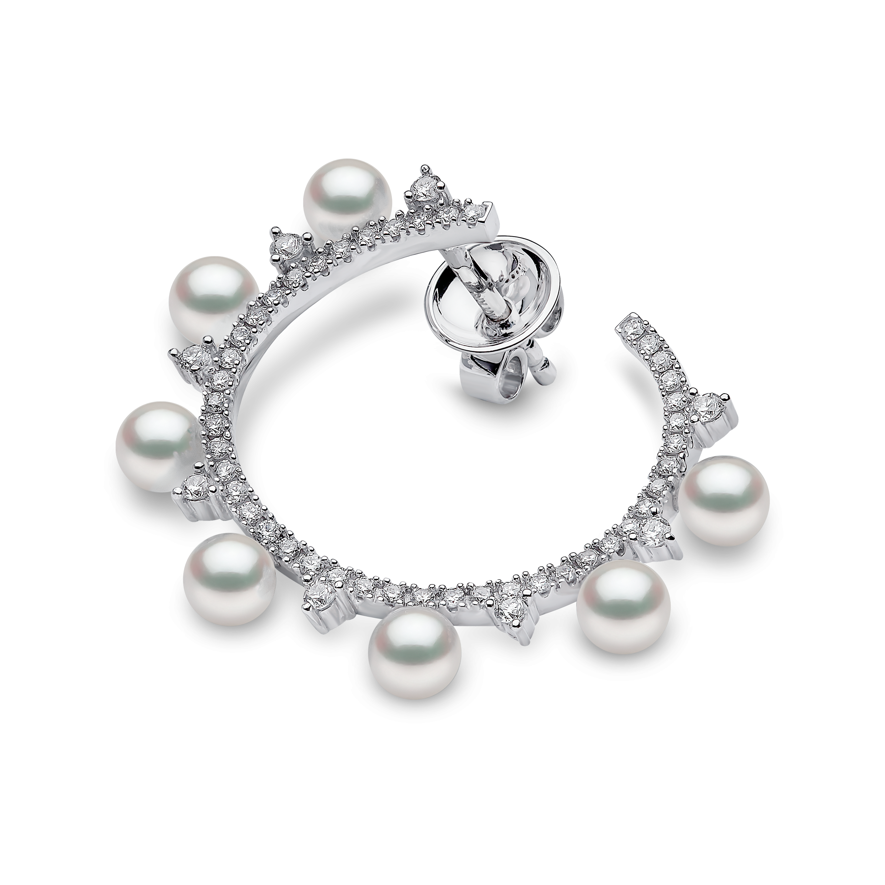 Серьги Sleek Circle из золота 18 карат с жемчугом и бриллиантами