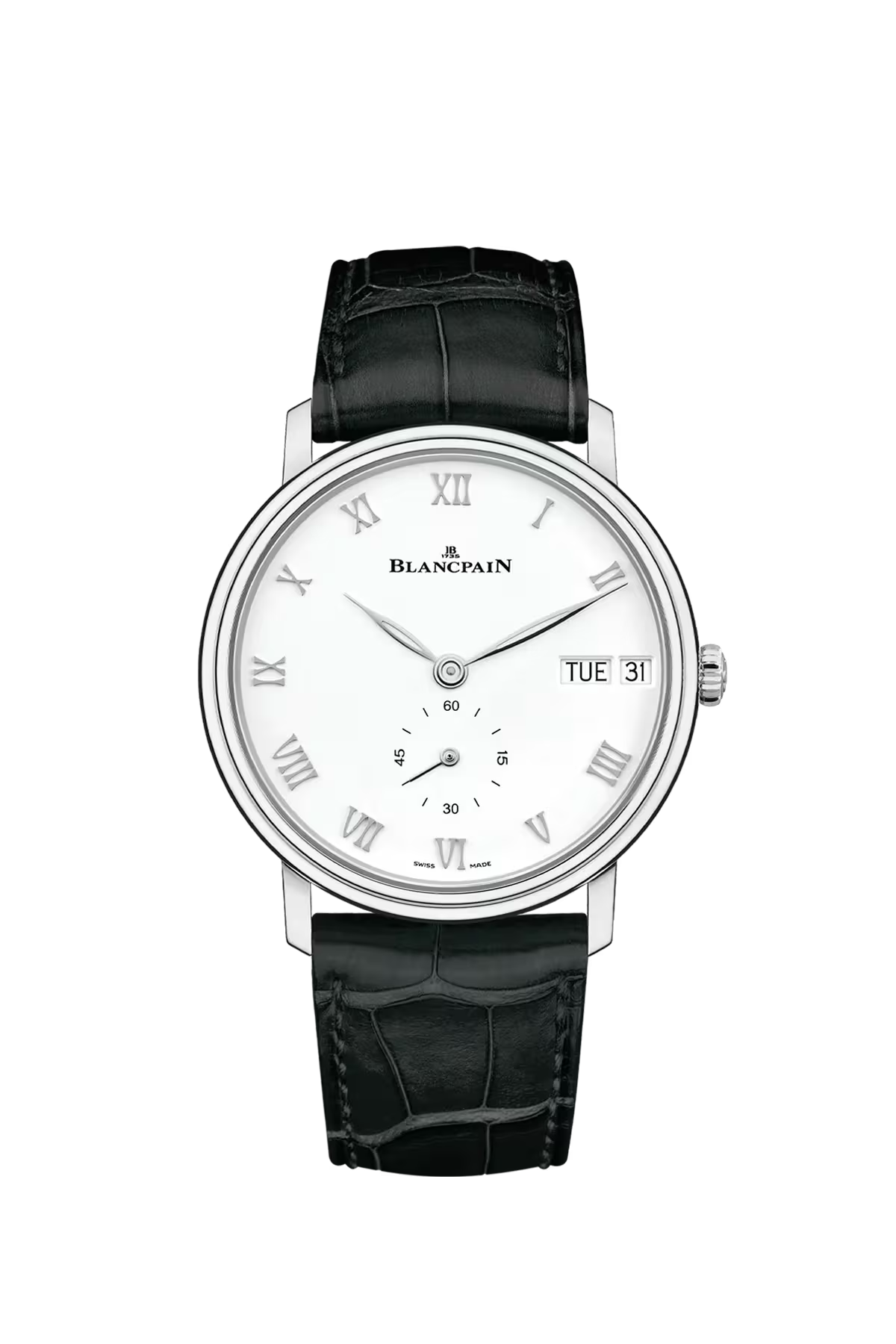 Часы Blancpain Villeret Day-Date 40,5 мм: стальной корпус и белый циферблат. Референс 6652-1127-55B.
