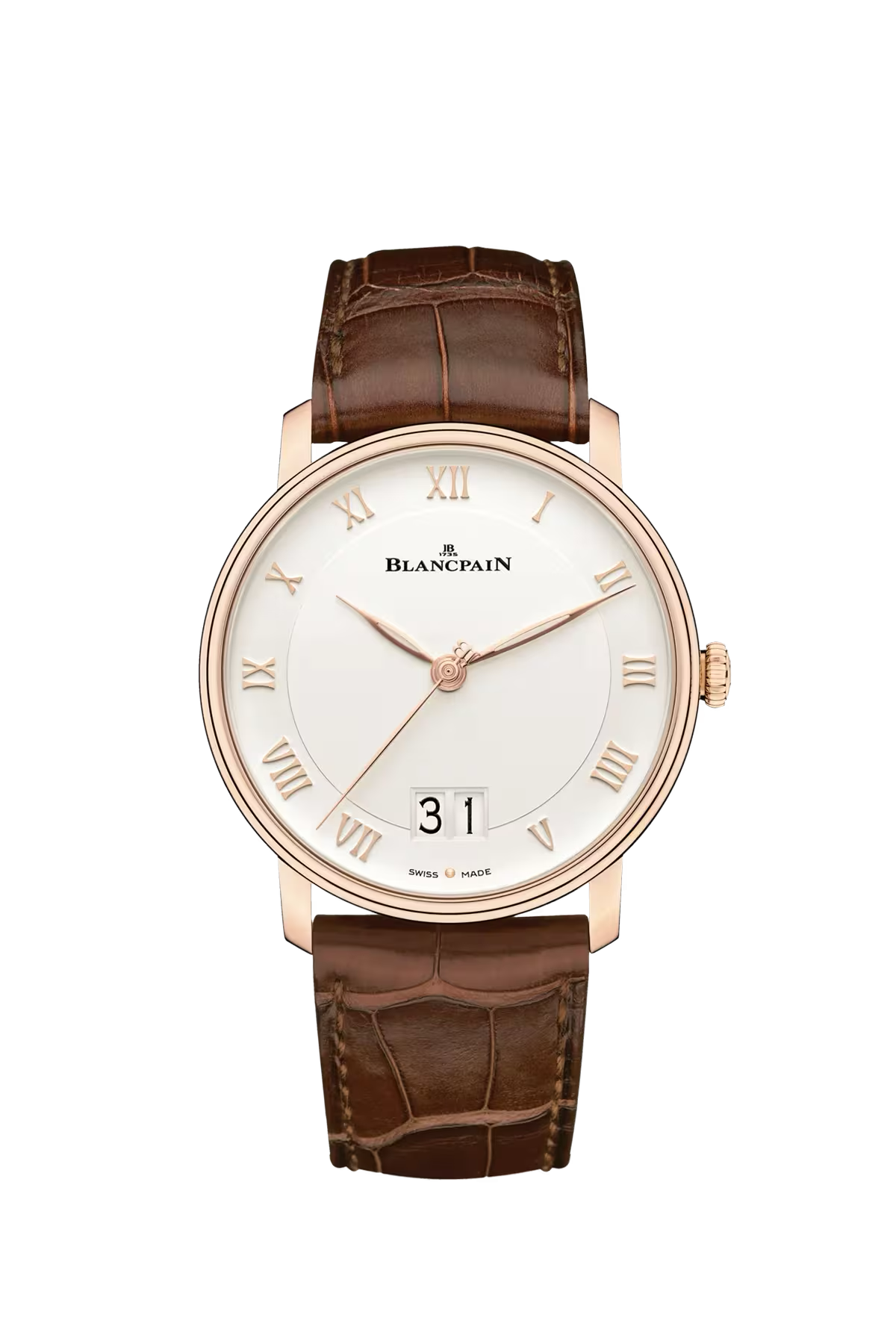 Blancpain Villeret Large Date 40 մմ ժամացույց՝ կարմիր ոսկուց պատյանով և օպալային թվատախտակով։ Ռեֆերենս՝ 6669-3642-55B։