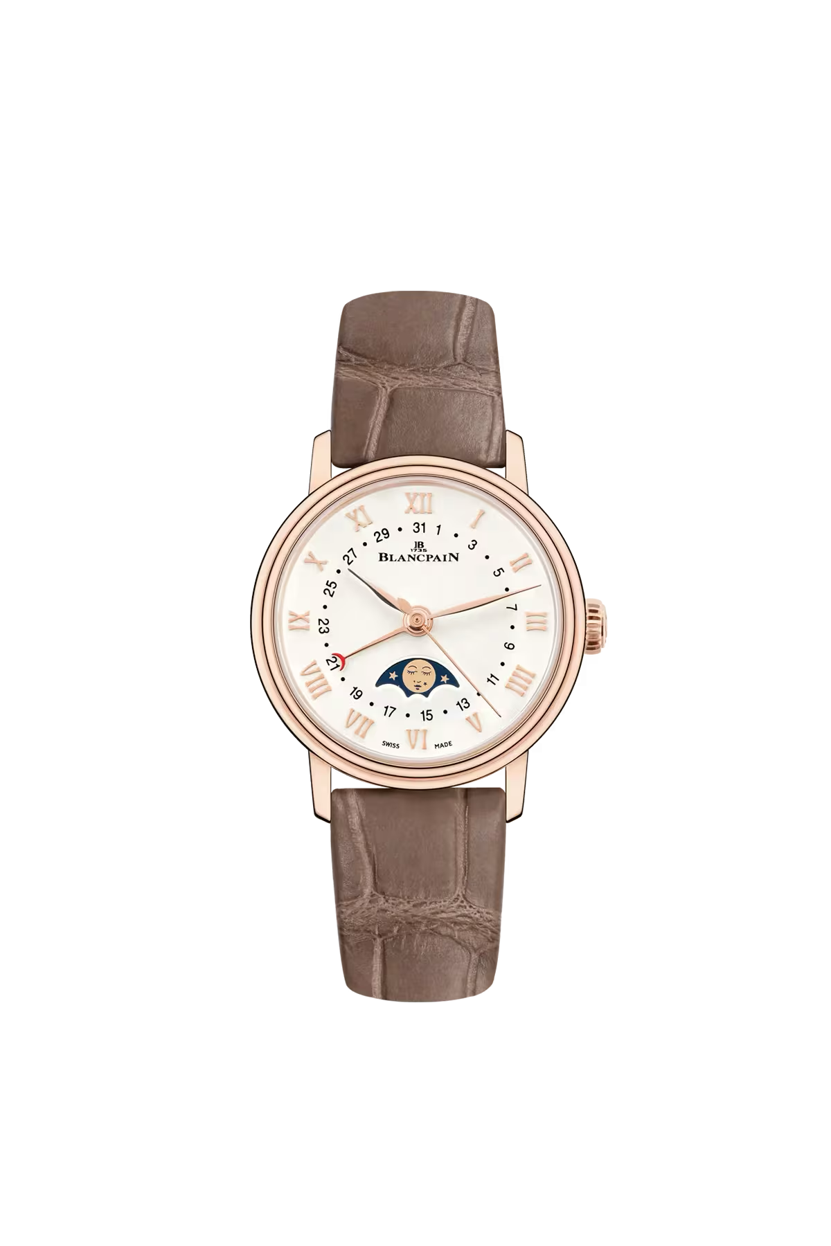 Blancpain Villeret Moonphase Calendar 29.2 մմ ժամացույց՝ կարմիր ոսկուց պատյանով և օպալային թվատախտակով։ Ռեֆերենս՝ 6106-3642-55A։