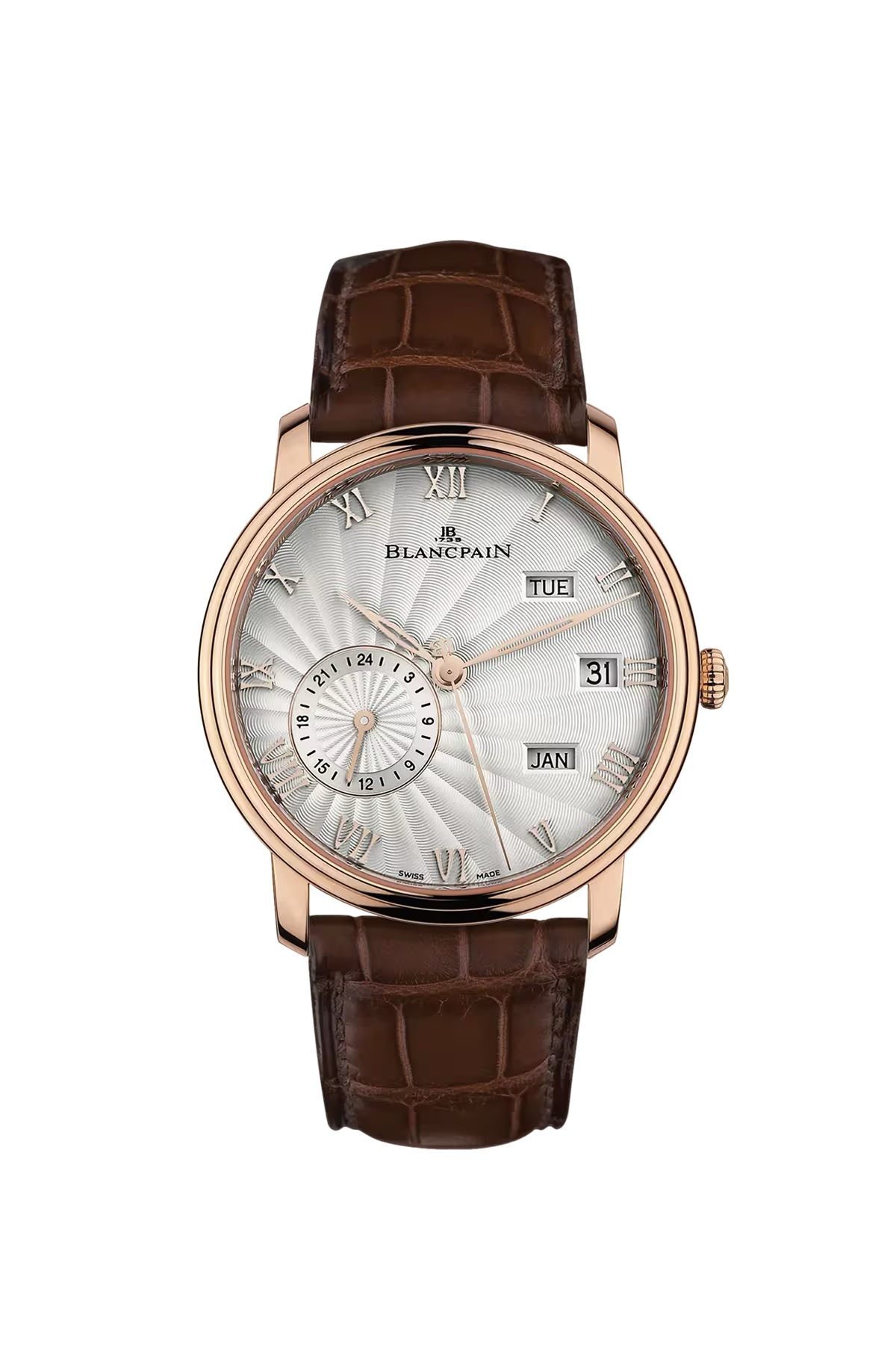 Blancpain Villeret Annual Calendar GMT 40 մմ ժամացույց՝ կարմիր ոսկուց պատյանով և օպալային թվատախտակով։ Ռեֆերենս՝ 6670-3642-55B։