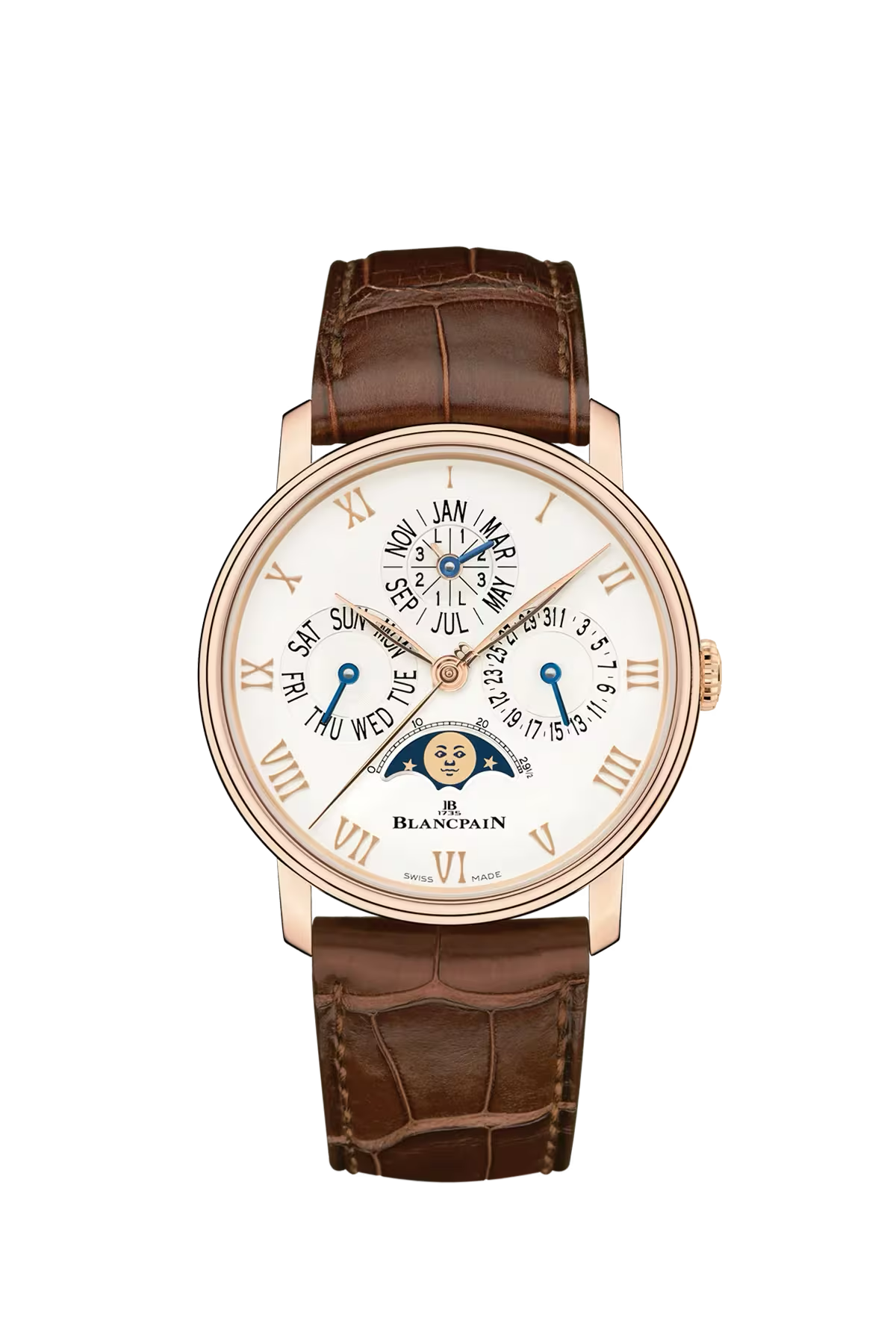 Blancpain Villeret Perpetual Moonphase 40.3 մմ ժամացույց՝ կարմիր ոսկուց պատյանով և օպալային թվատախտակով։ Ռեֆերենս՝ 6656-3642-55B։
