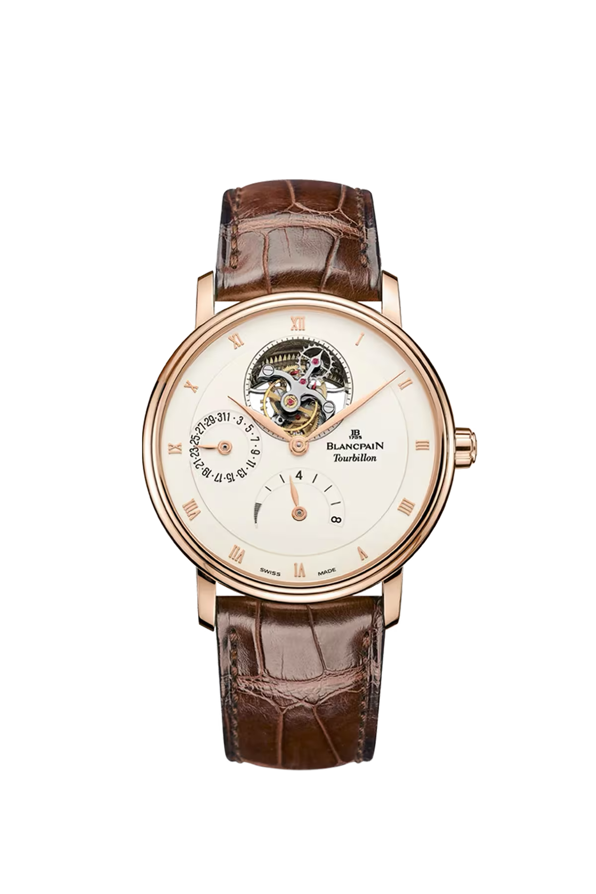 Blancpain Villeret Tourbillon 8 Days 37.5 մմ ժամացույց՝ կարմիր ոսկուց պատյանով և օպալային թվատախտակով։ Ռեֆերենս՝ 6025-3642-55B։