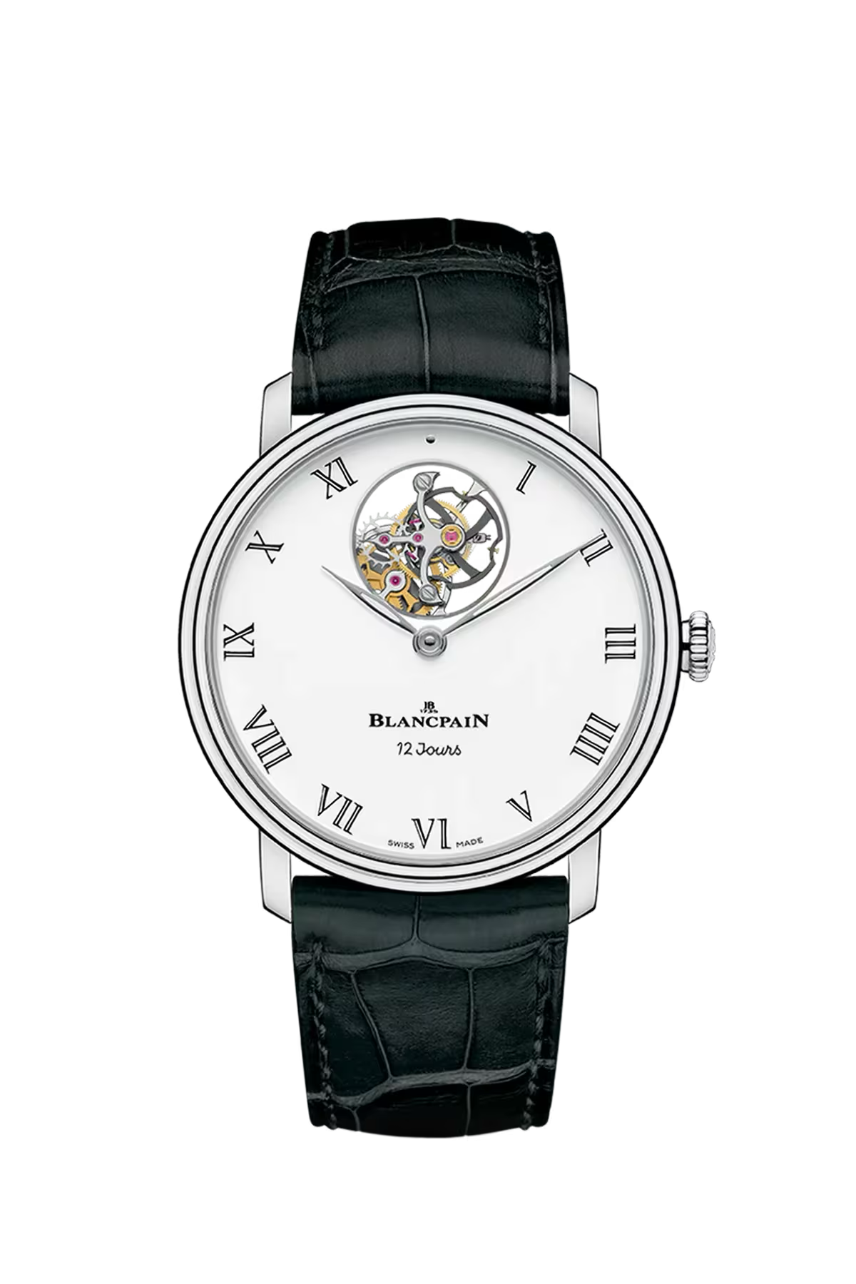 Blancpain Villeret Flying Tourbillon 12 Days 42 մմ ժամացույց՝ պլատինե պատյանով և սպիտակ grand feu էմալապատ թվատախտակով։ Ռեֆերենս՝ 66240-3431-55B։