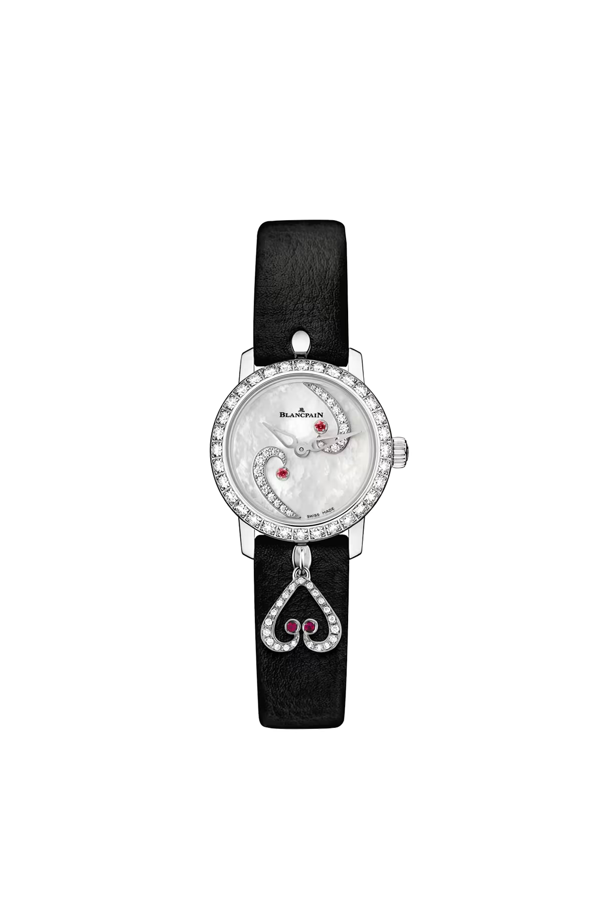 Часы Blancpain Ladybird Ultraplate 21,5 мм: корпус из белого золота и перламутровый циферблат с бриллиантами. Референс 0063A-1954-63A.