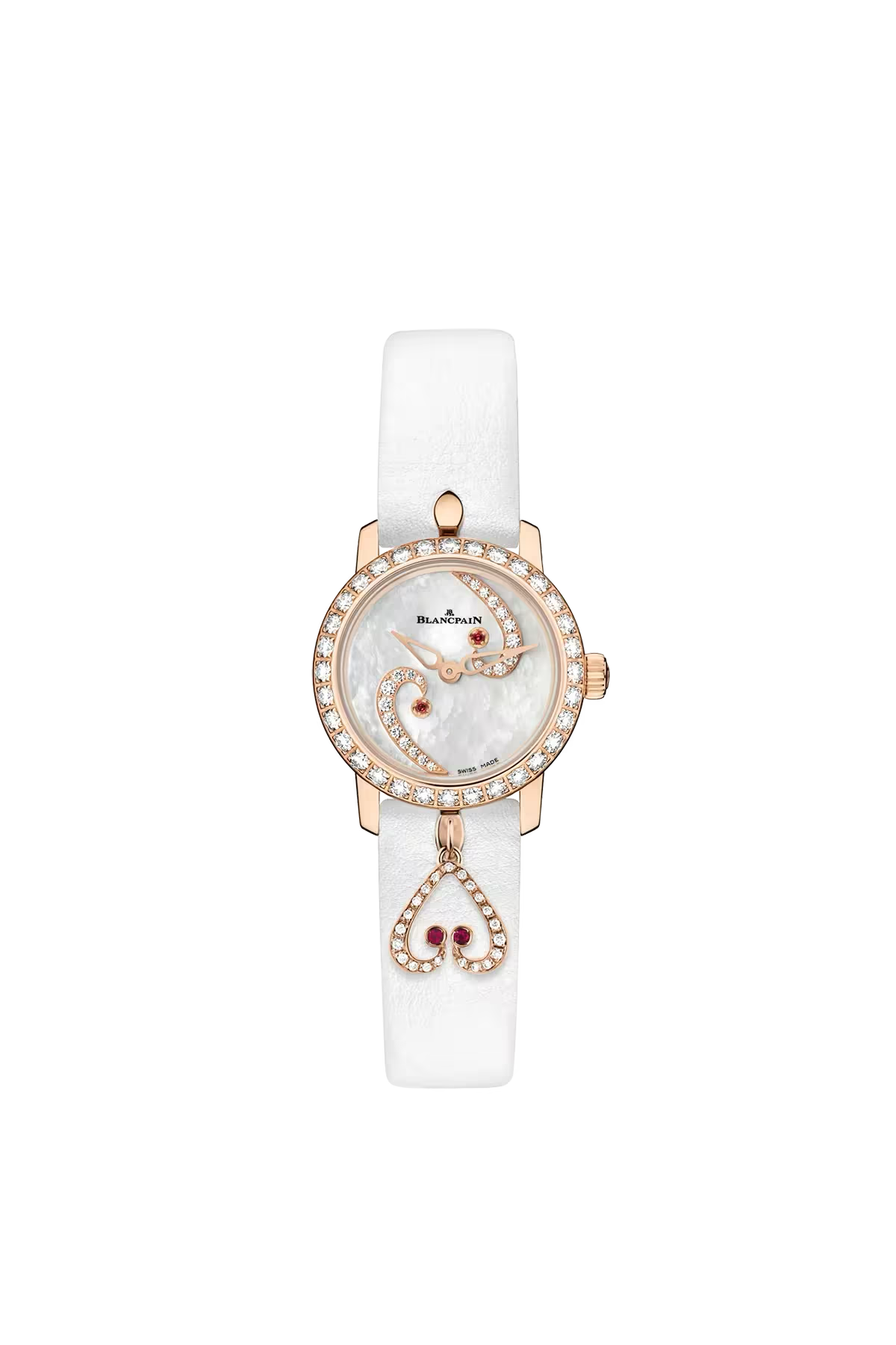 Blancpain Ladybird Ultraplate 21.5 մմ ժամացույց՝ կարմիր ոսկուց պատյանով և ադամանդներով մարգարտափայլ թվատախտակով։ Ռեֆերենս՝ 0063A-2954-63A։