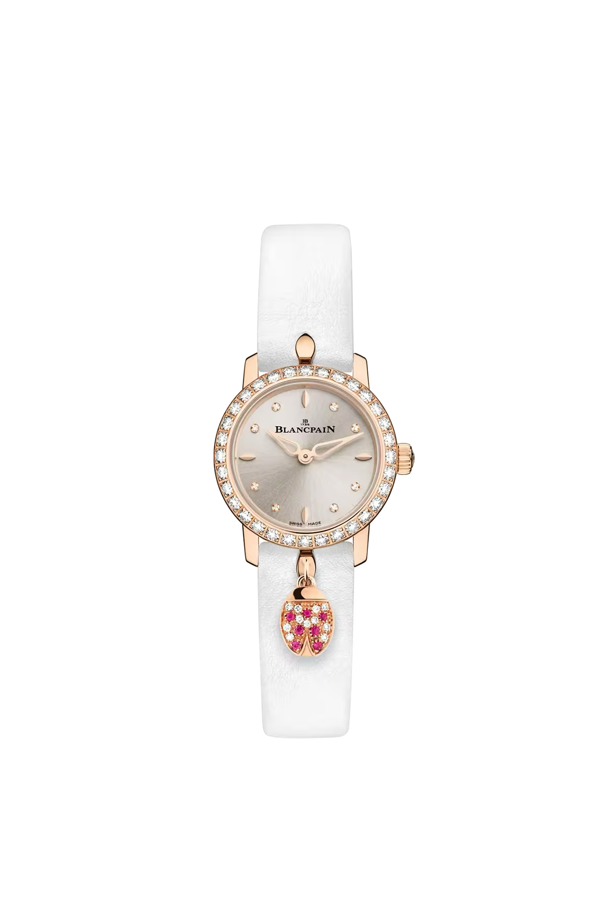 Часы Blancpain Ladybird Ultraplate 21,5 мм: корпус из красного золота и опалиновый циферблат с бриллиантами. Референс 0063C-2987-63A.