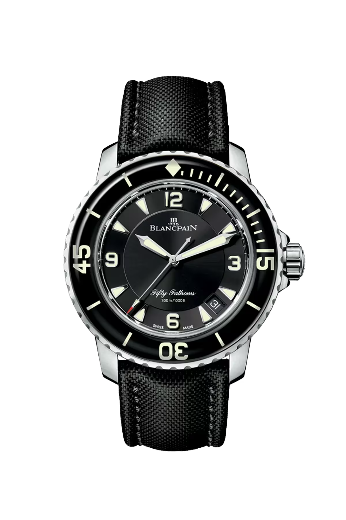 Blancpain Fifty Fathoms Automatique 45 մմ ժամացույց՝ պողպատե պատյանով և սև թվատախտակով։ Ռեֆերենս՝ 5015-1130-52B։