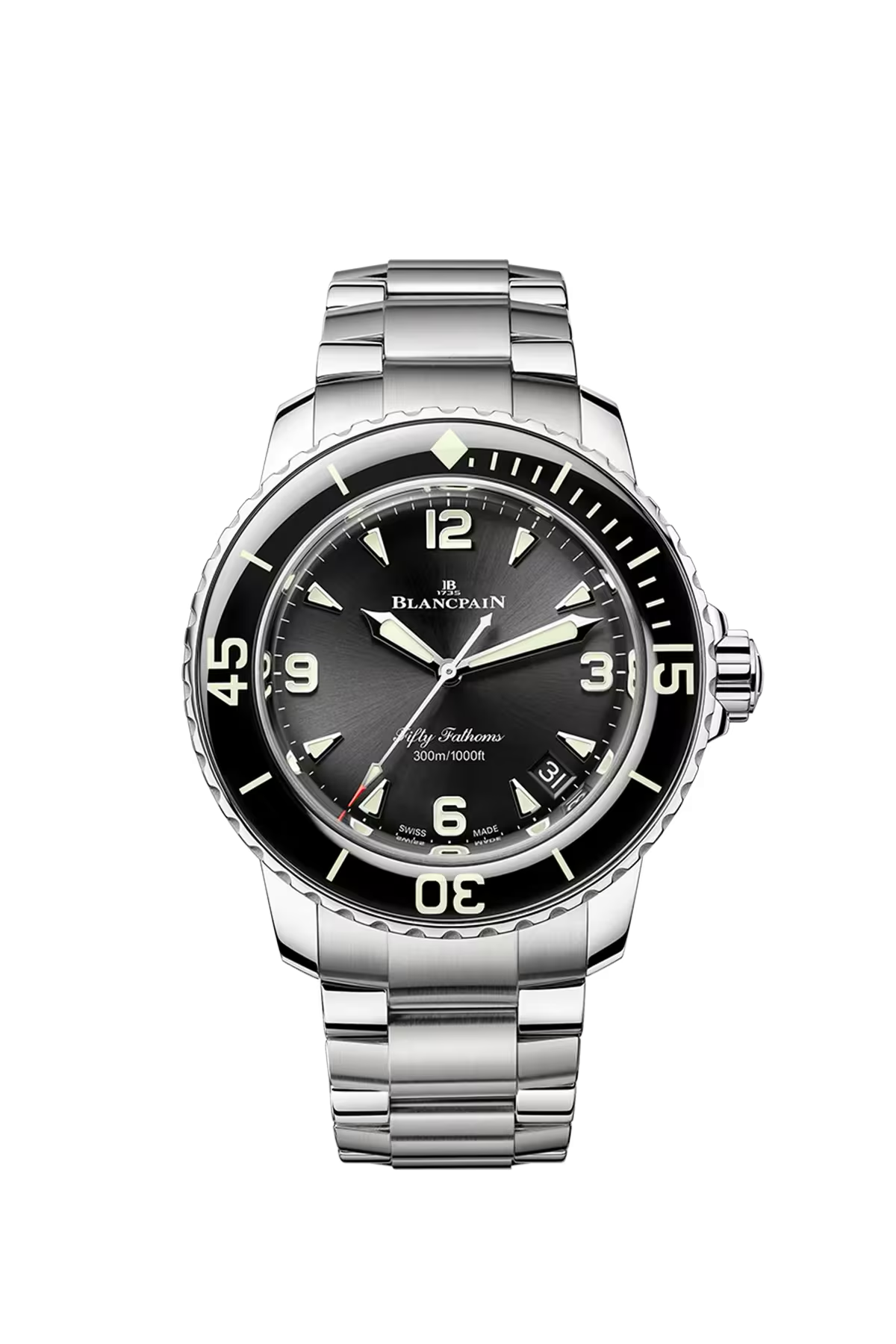 Blancpain Fifty Fathoms Automatique 42.3 մմ ժամացույց՝ պողպատե պատյանով և արևային հարդարմամբ սև թվատախտակով։ Ռեֆերենս՝ 5010-1130-71S։