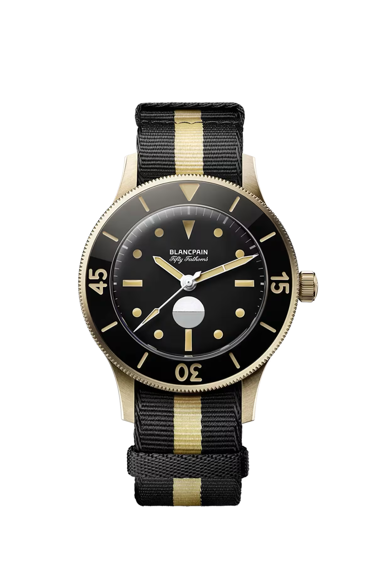 Часы Blancpain Fifty Fathoms 70th Act 3 41,3 мм: корпус из бронзового золота и черный циферблат. Референс 5901-5630-NANA.