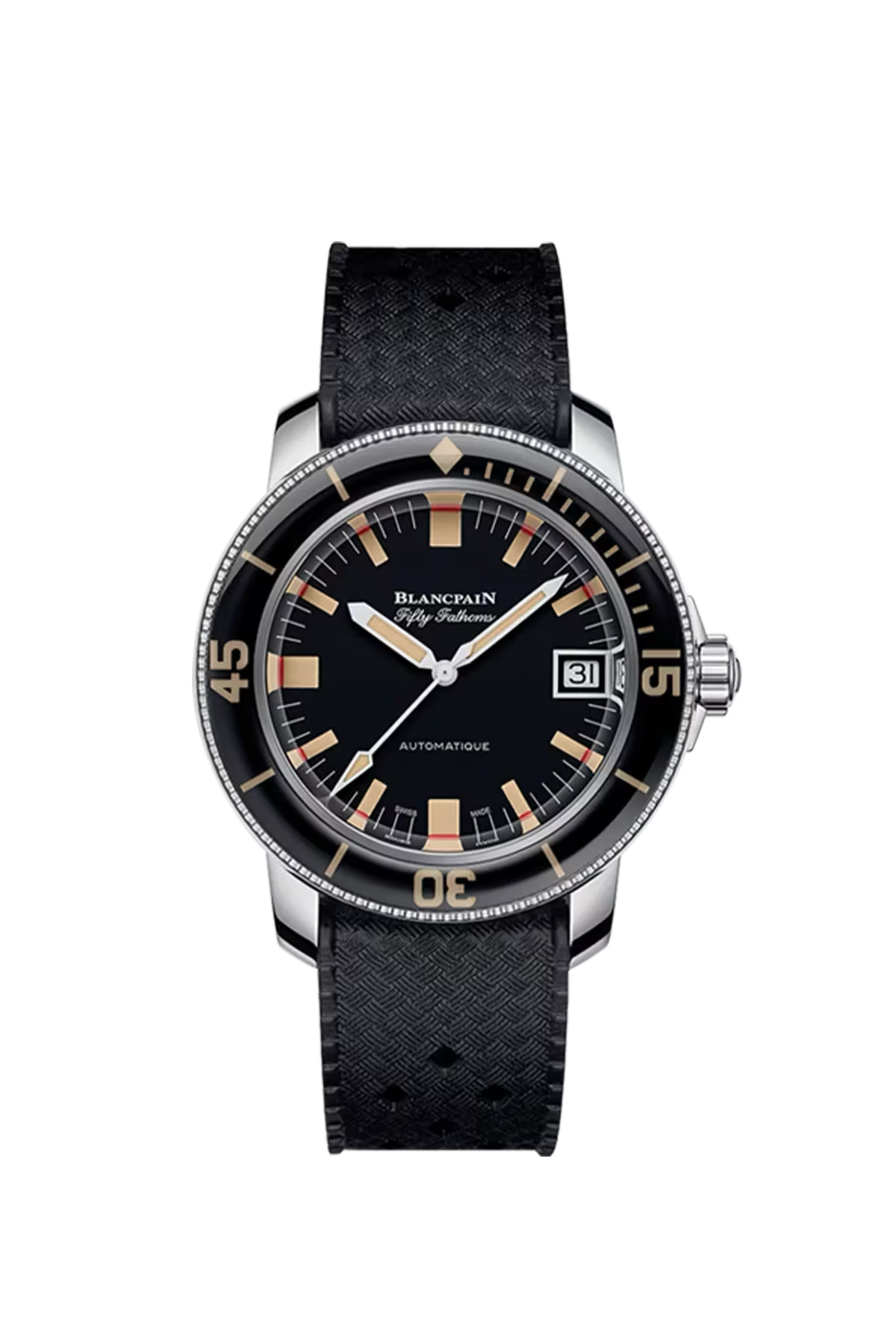 Часы Blancpain Fifty Fathoms Barakuda 40,3 мм: стальной корпус и черный циферблат. Референс 5008B-1130-B52A.