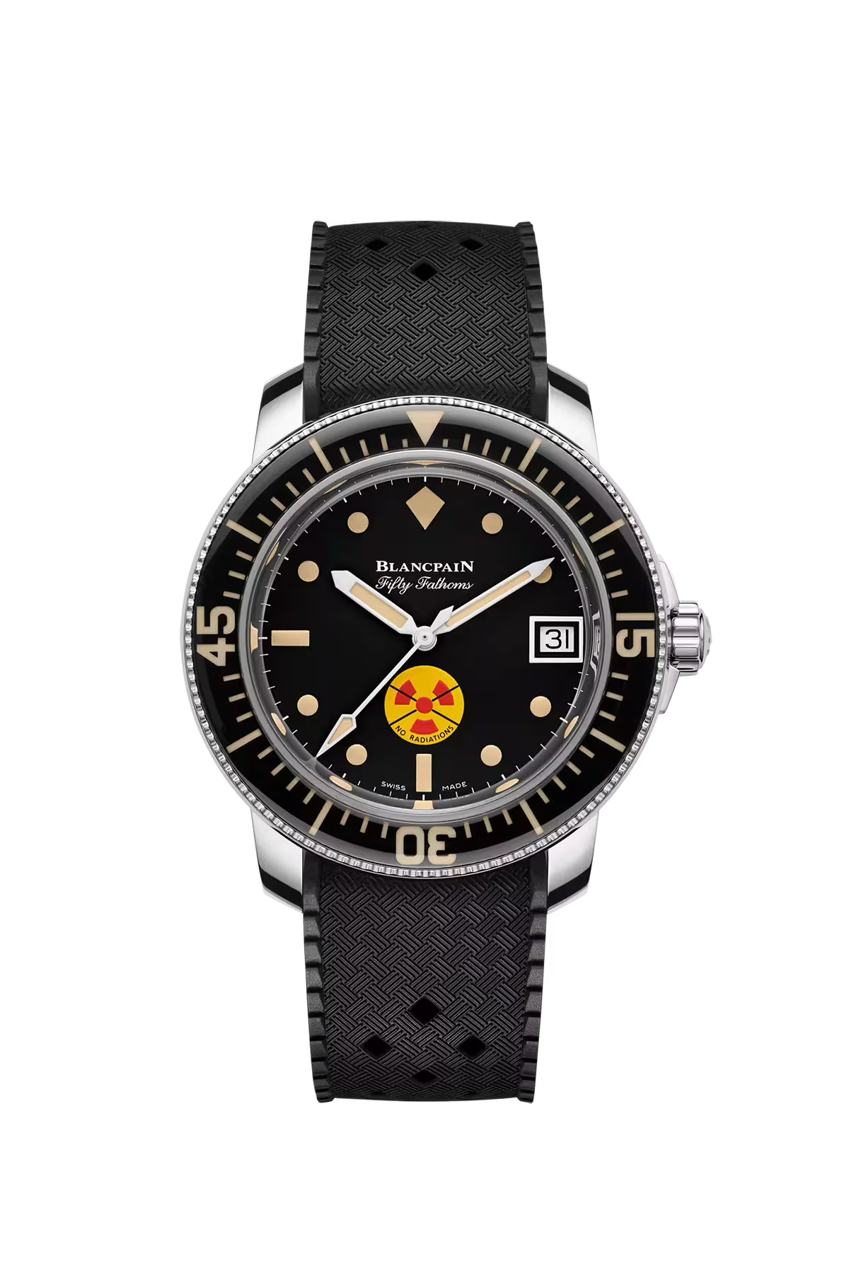 Часы Blancpain Fifty Fathoms No Rad 40,3 мм: стальной корпус и черный циферблат. Референс 5008D-1130-B64A.