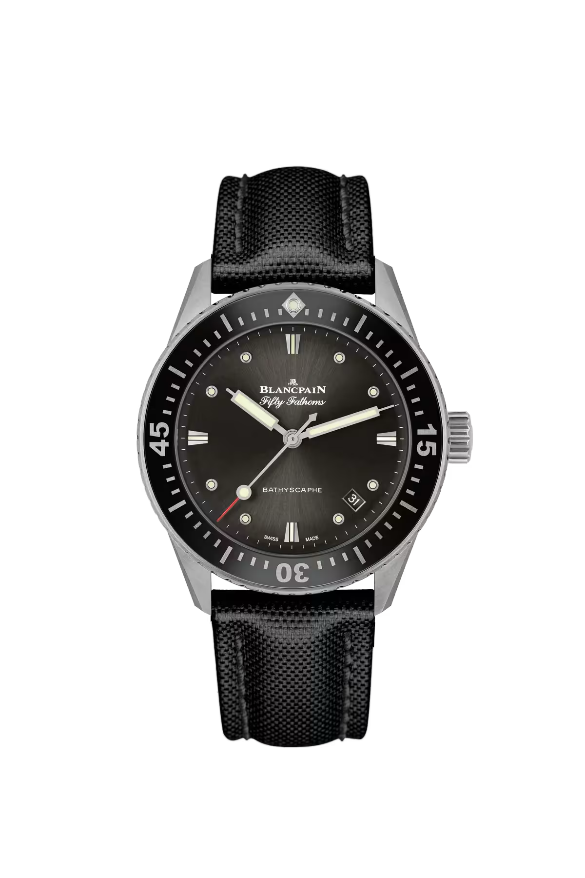 Часы Blancpain Bathyscaphe 38 мм: стальной корпус и метеоритно-серый циферблат. Референс 5100B-1110-B52A.