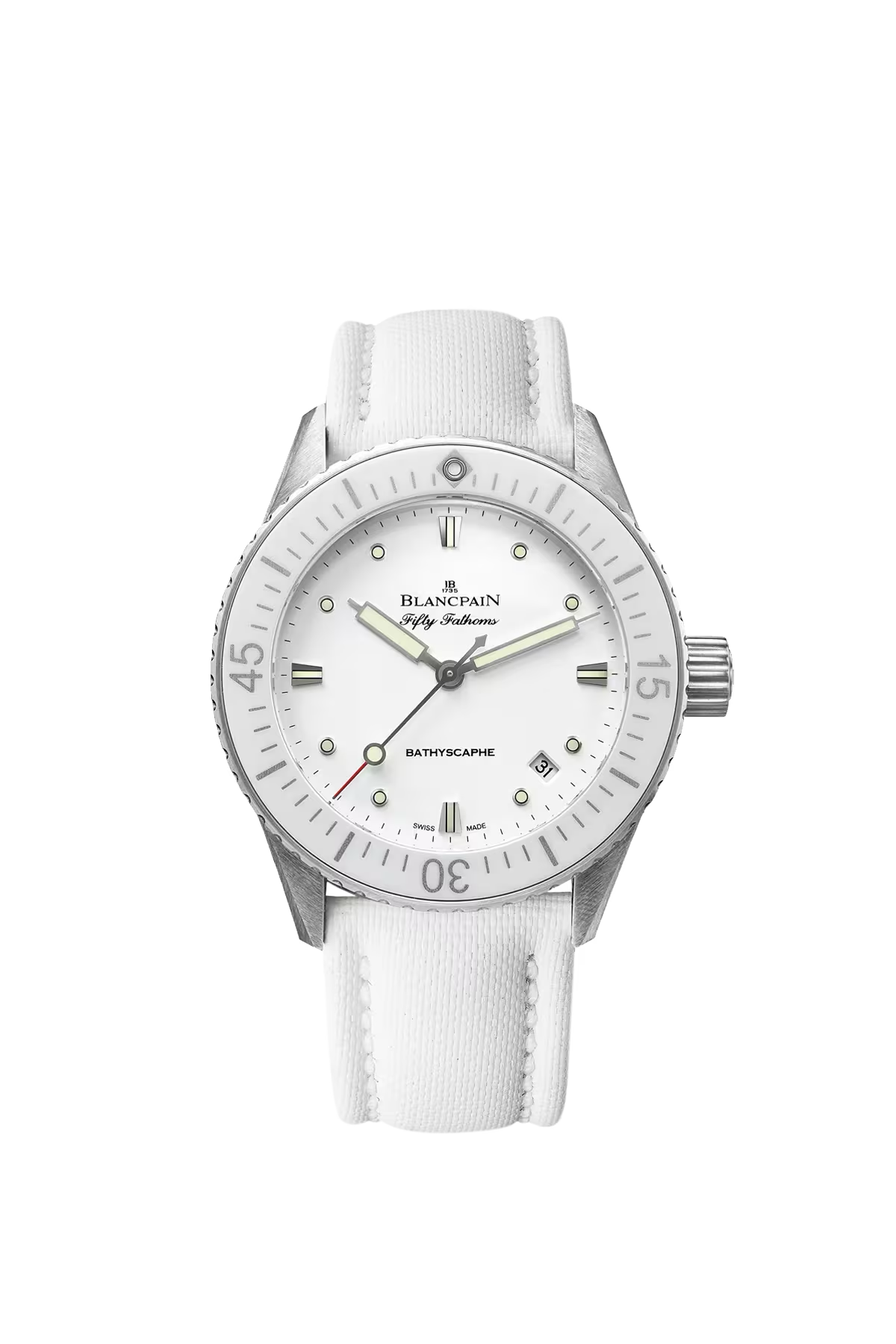 Часы Blancpain Bathyscaphe 38 мм: стальной корпус и белый циферблат. Референс 5100-1127-W52A.