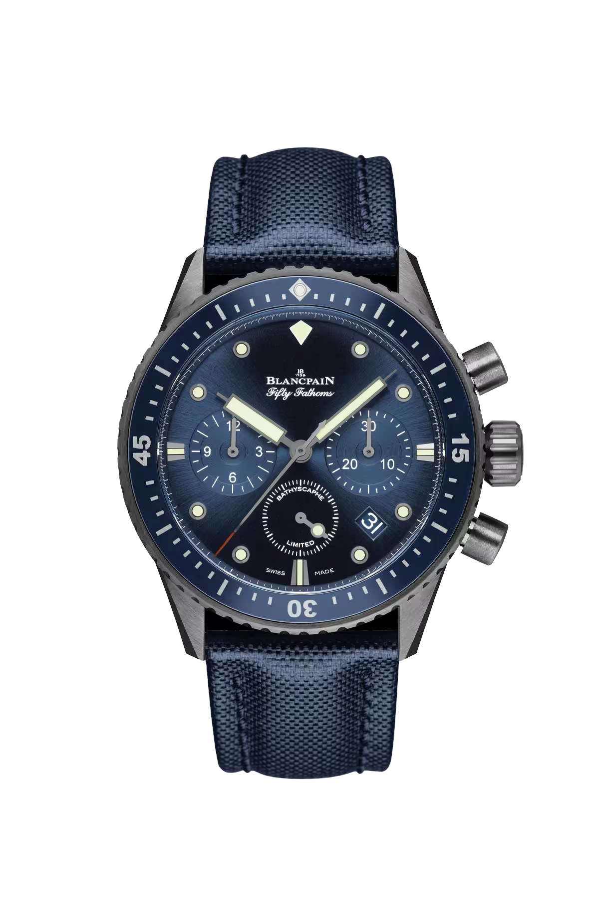 Blancpain Bathyscaphe Ocean Commitment I 43.6 մմ ժամացույց՝ կերամիկական պատյանով և աստիճանավոր կապույտ թվատախտակով։ Ռեֆերենս՝ 5200-0240-O52A։