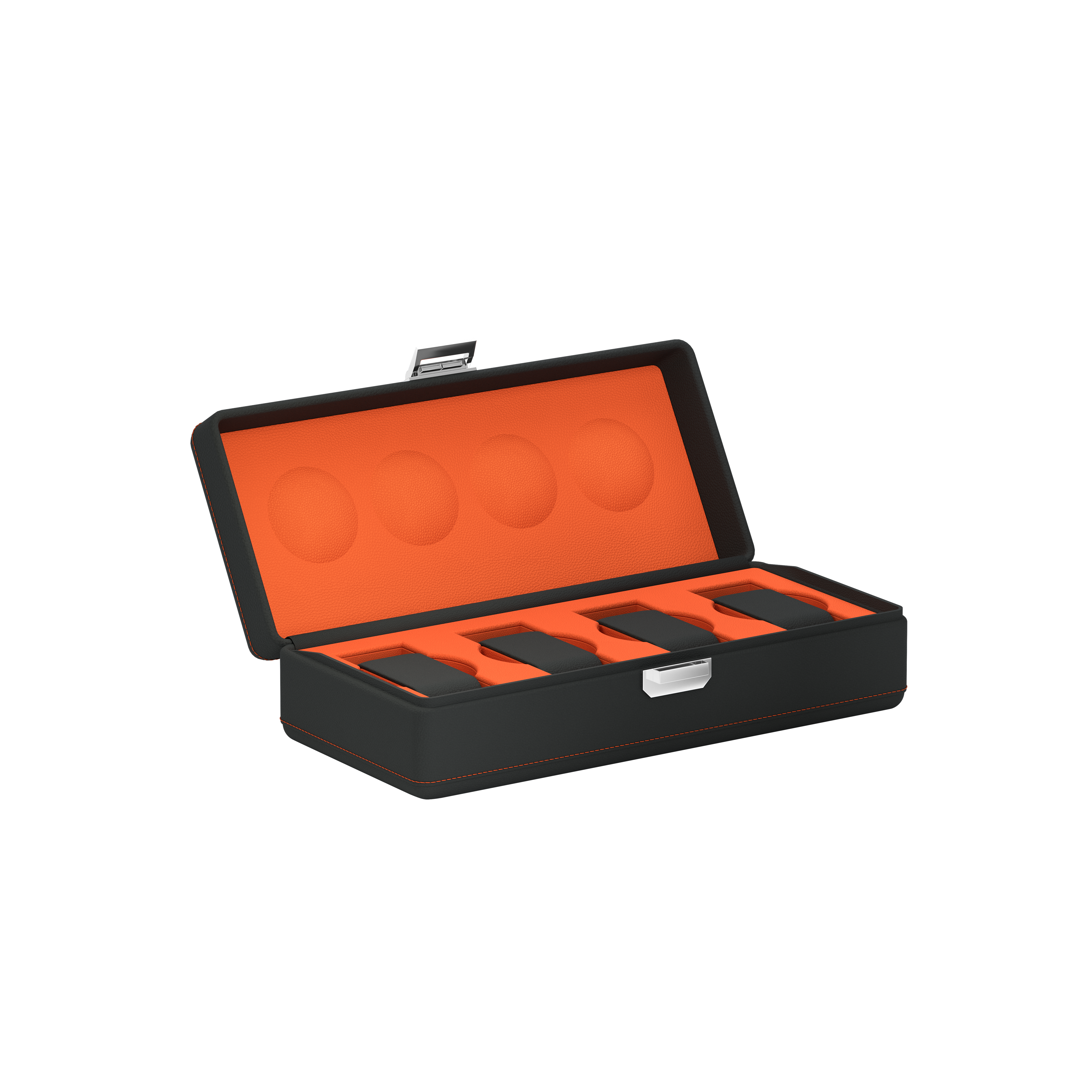 Кожаная шкатулка для часов Scatola del Tempo Valigetta 4 Slate Gray / Orange. Референс 05002.GASIL.