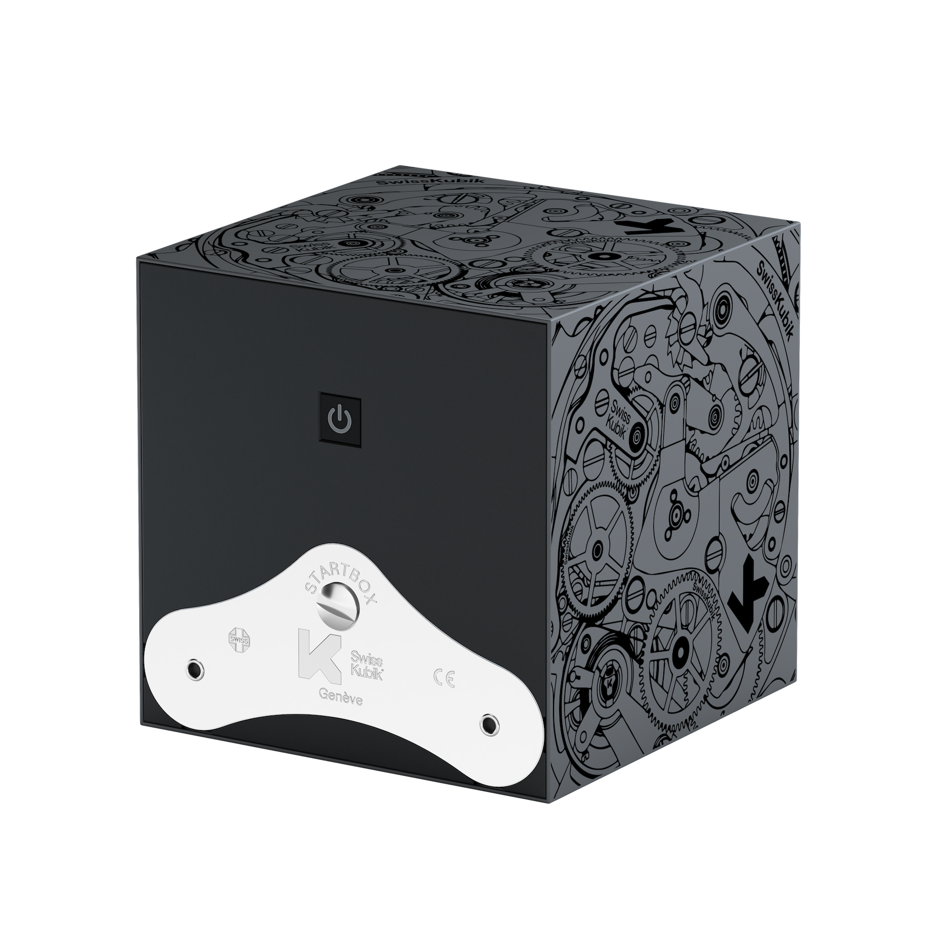 Шкатулка для подзавода часов Silver Soft Touch Black Movement