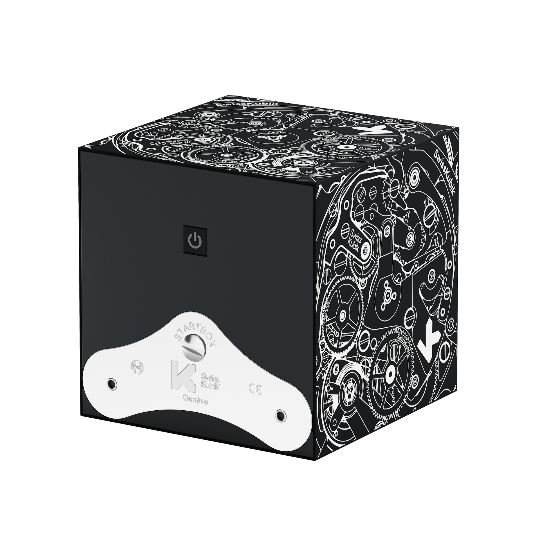 Black Soft Touch White Movement ժամացույցի լարման տուփ