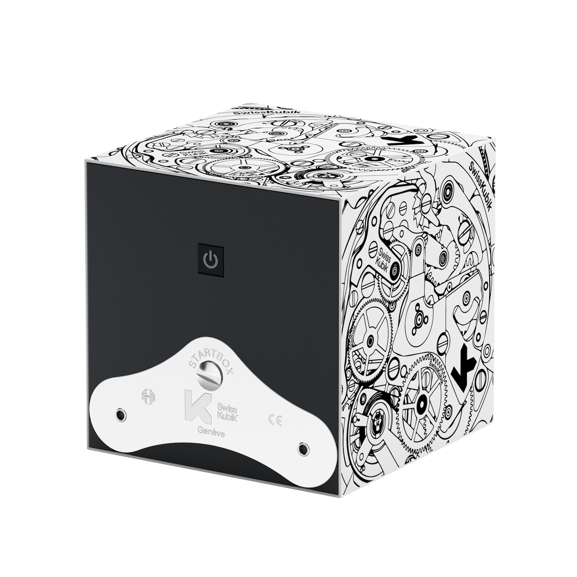Шкатулка для подзавода одних часов White Soft Touch Black Movement