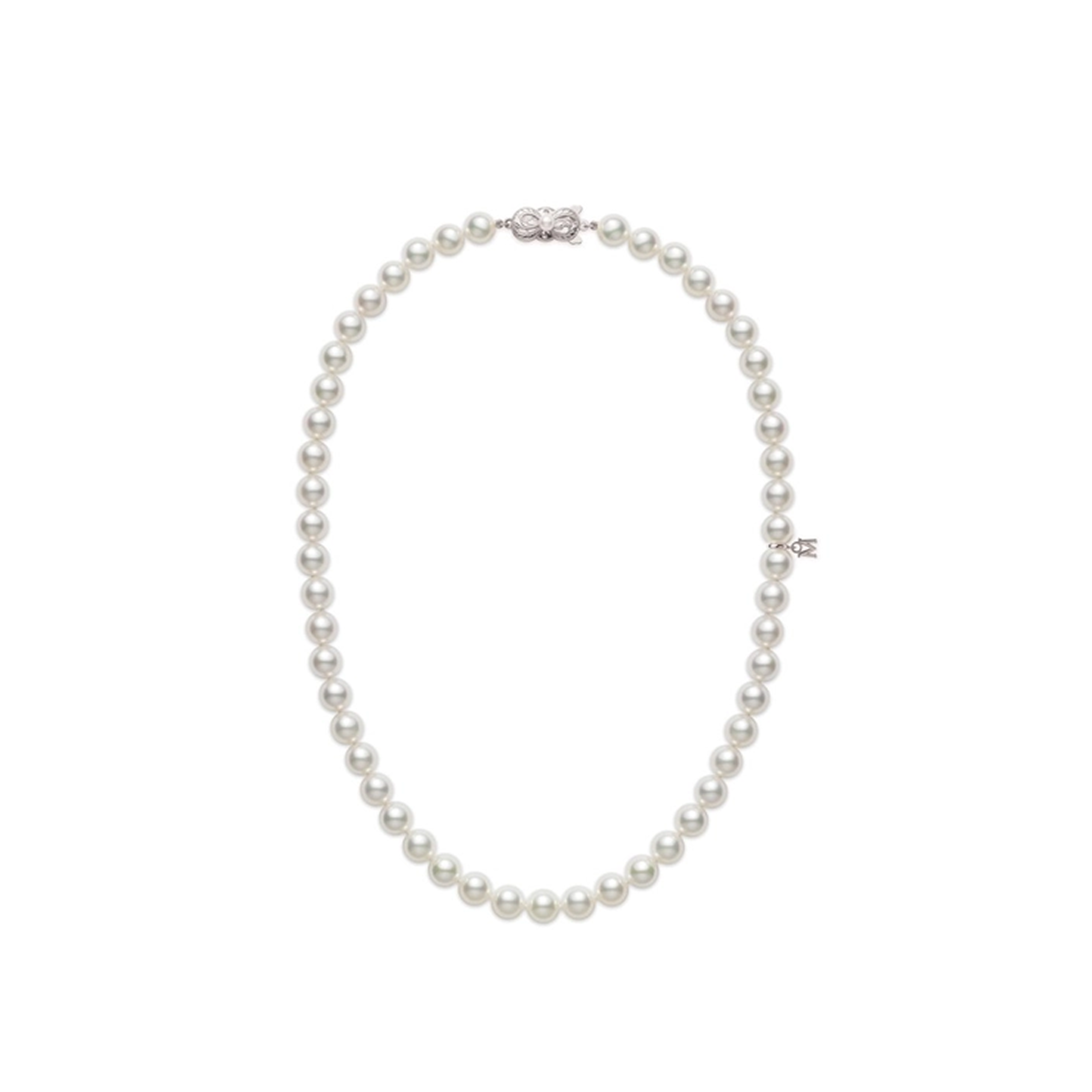 Колье-нить Mikimoto из культивированного жемчуга Акоя 16 дюймов с застёжкой из белого золота 18 карат