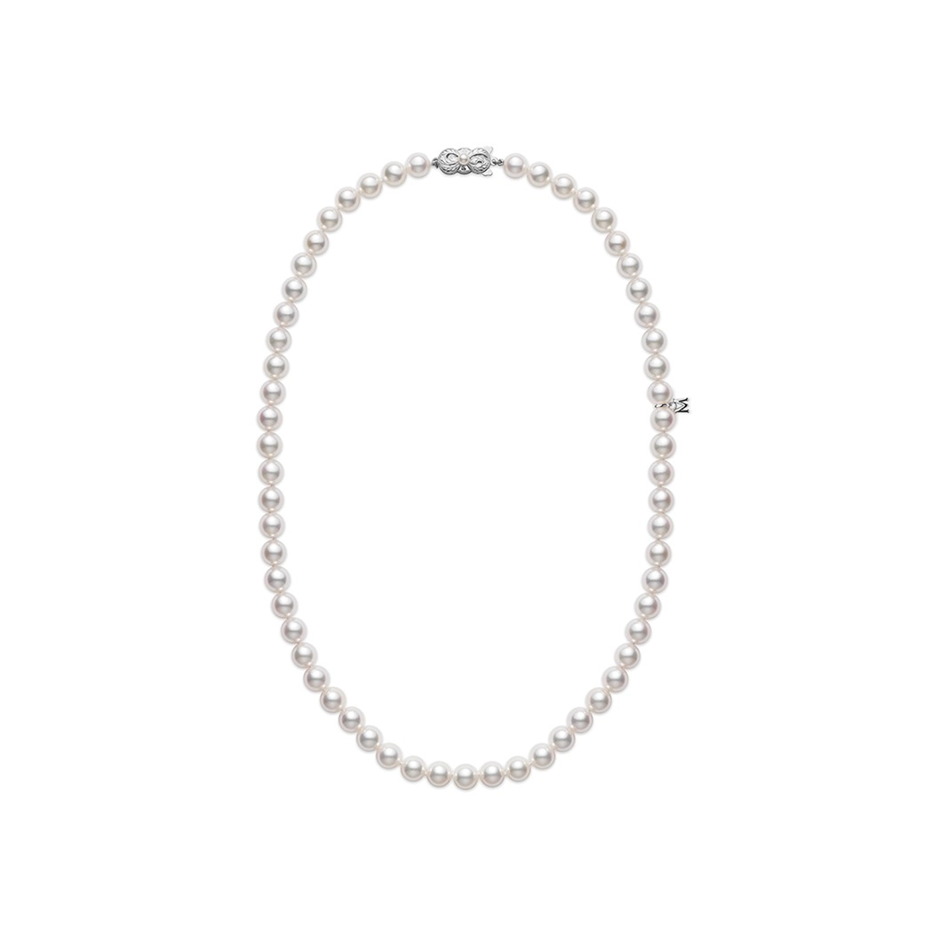 Колье-нить Mikimoto из культивированного жемчуга Акоя 18 дюймов с застёжкой из белого золота 18 карат