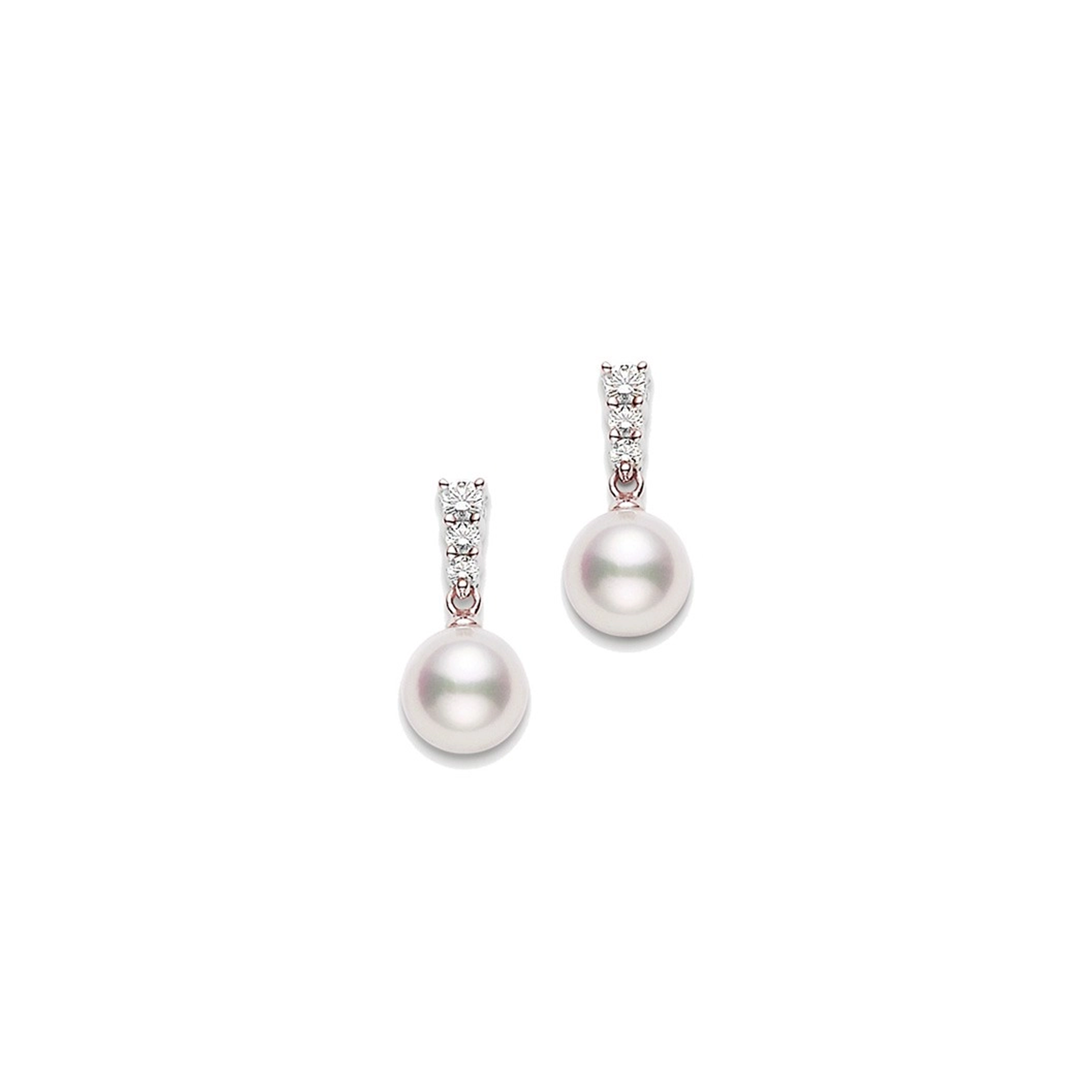 Mikimoto Morning Dew ականջօղեր Ակոյա աճեցված մարգարիտներով՝ 18 կարատանոց վարդագույն ոսկուց։ Ռեֆերենս՝ MEA10337ADXZ։