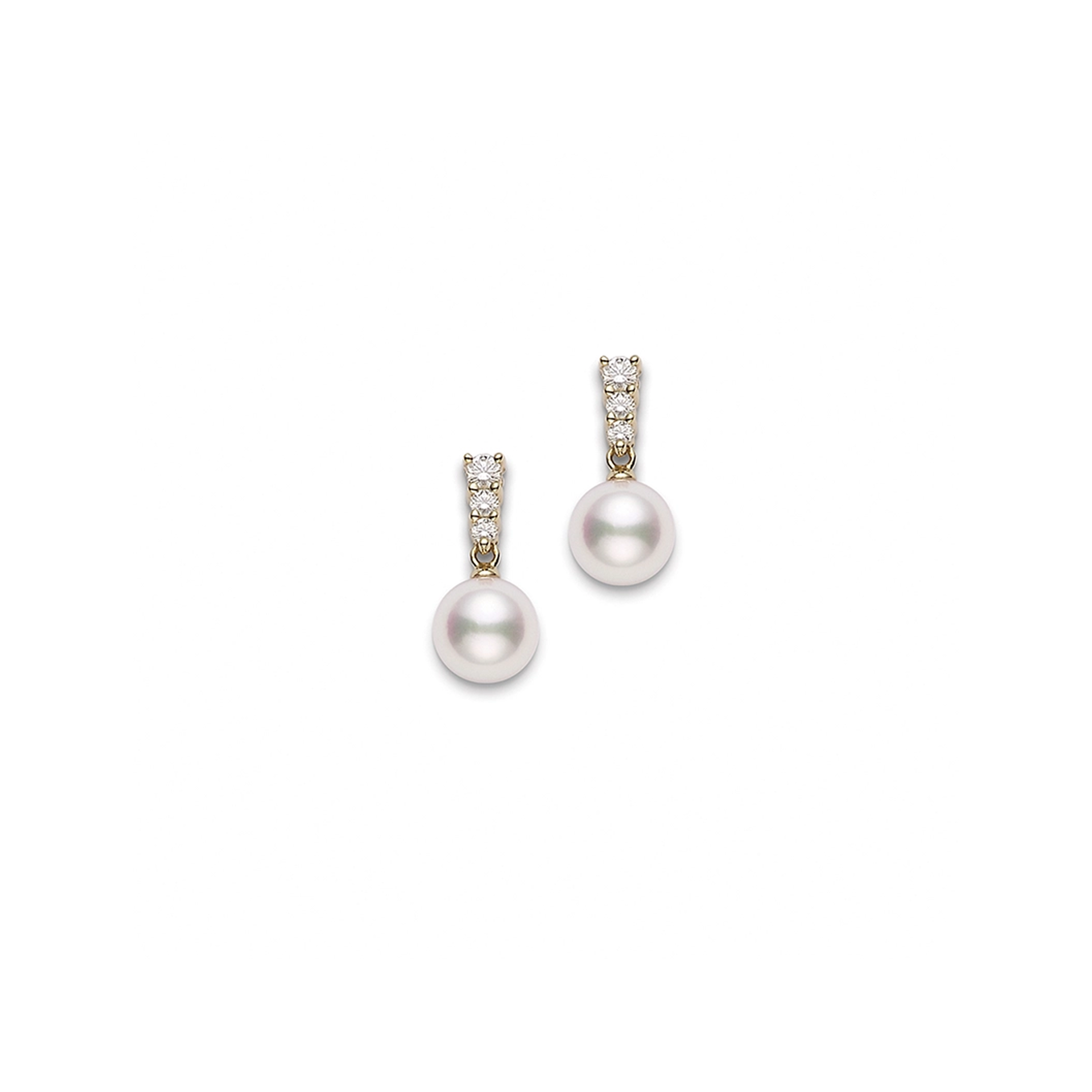 Серьги Mikimoto Morning Dew с культивированным жемчугом Акоя из жёлтого золота 18 карат. Референс PEA642DK.