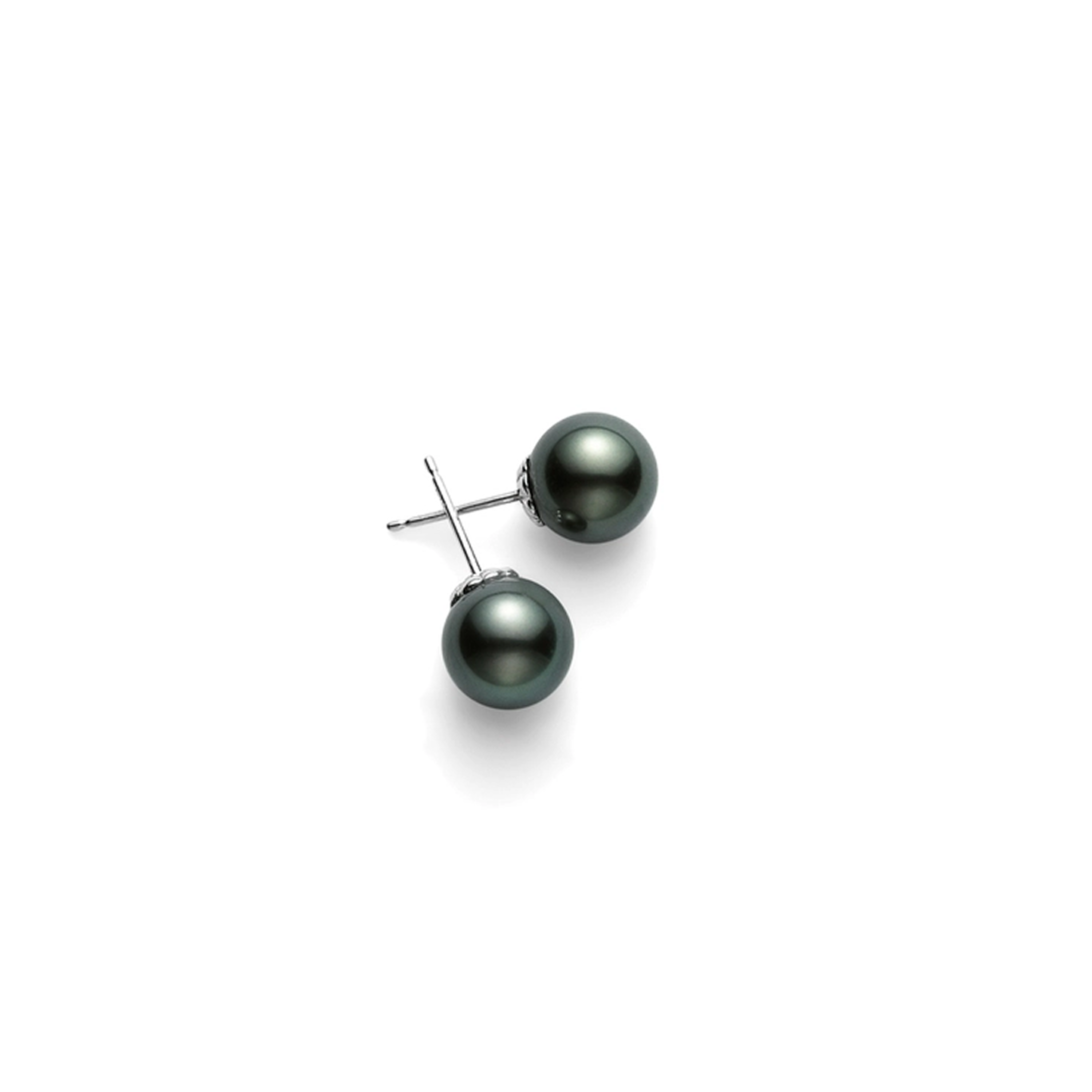 Серьги-пусеты Mikimoto с чёрным жемчугом Южных морей, белое золото 18 карат