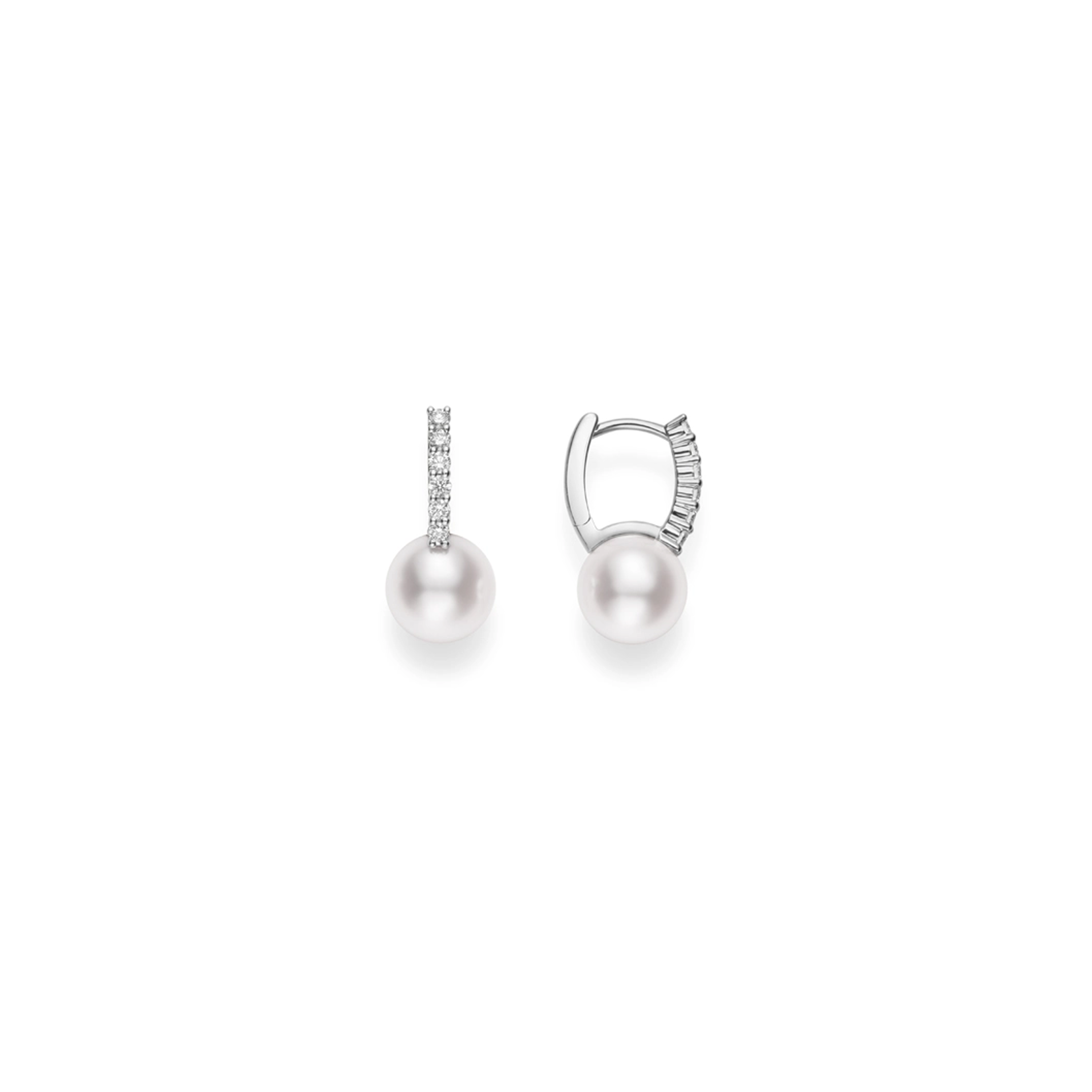 Серьги Mikimoto Classic Elegance с культивированным жемчугом Акоя и бриллиантами. Референс MEA10228ADXW.
