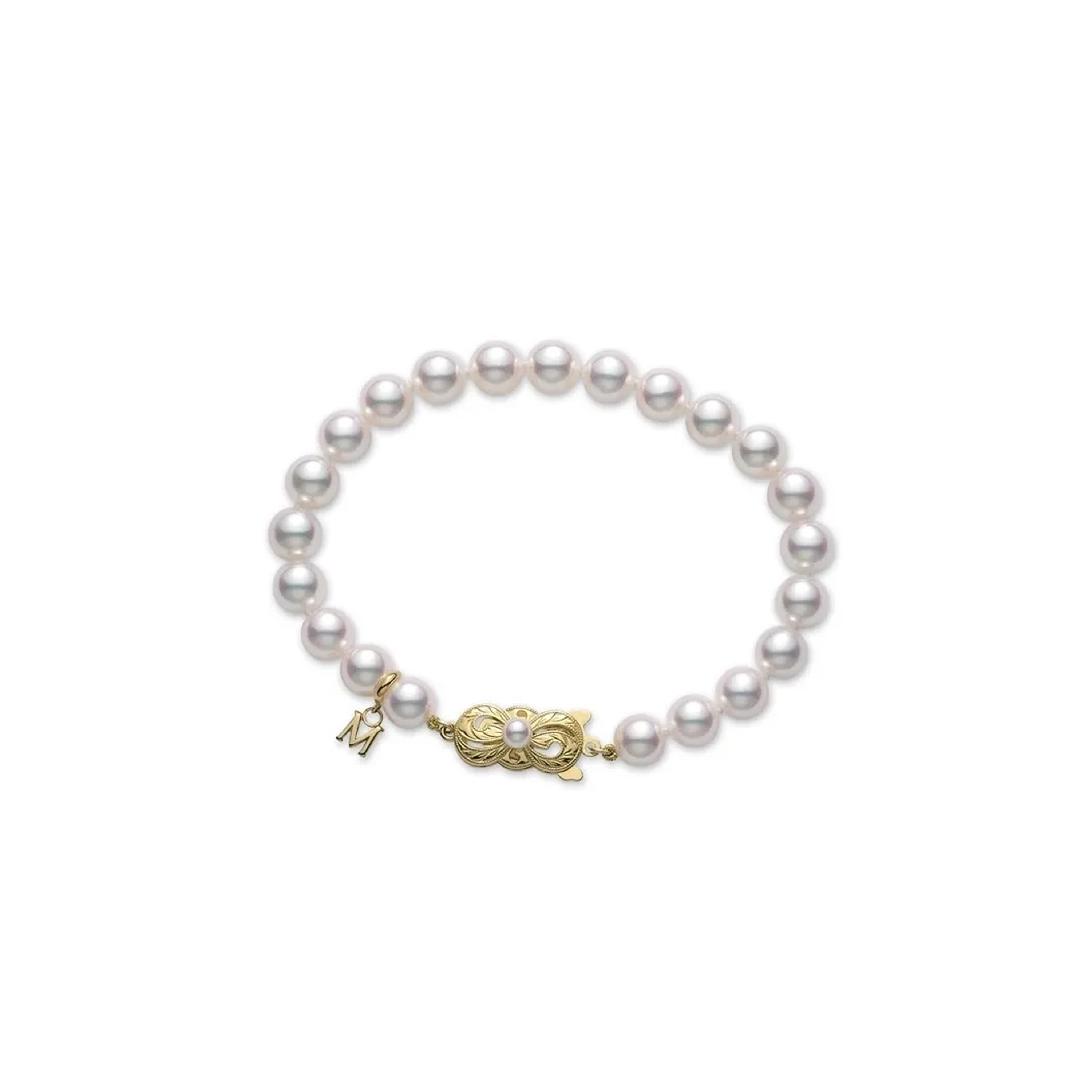 Браслет Mikimoto с культивированным жемчугом Акоя из жёлтого золота 18 карат. Референс UD00007K.