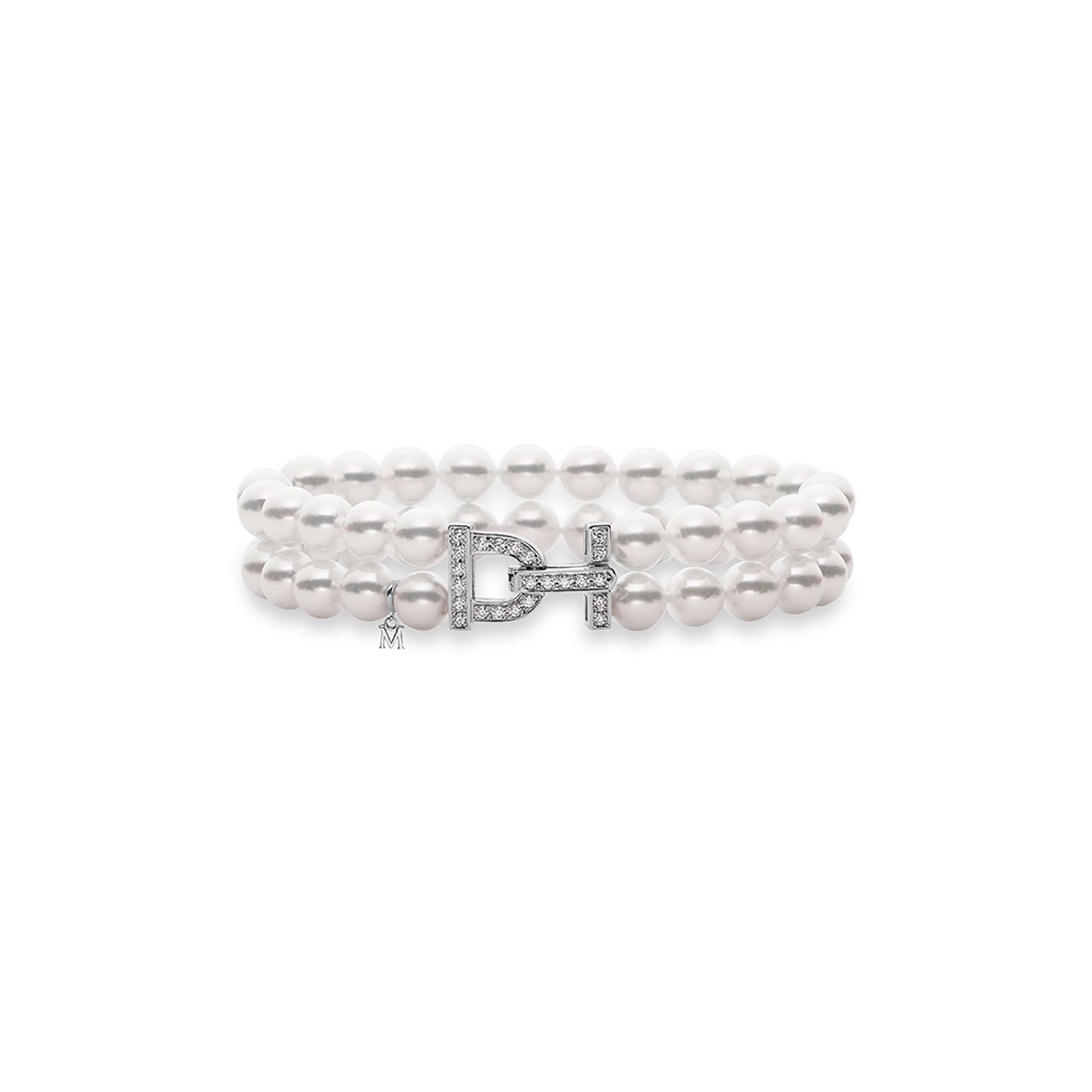 Mikimoto Classic երկշար ապարանջան Ակոյա աճեցված մարգարիտներից՝ ադամանդե ամրակով։ Ռեֆերենս՝ MDQ10075ADXW։