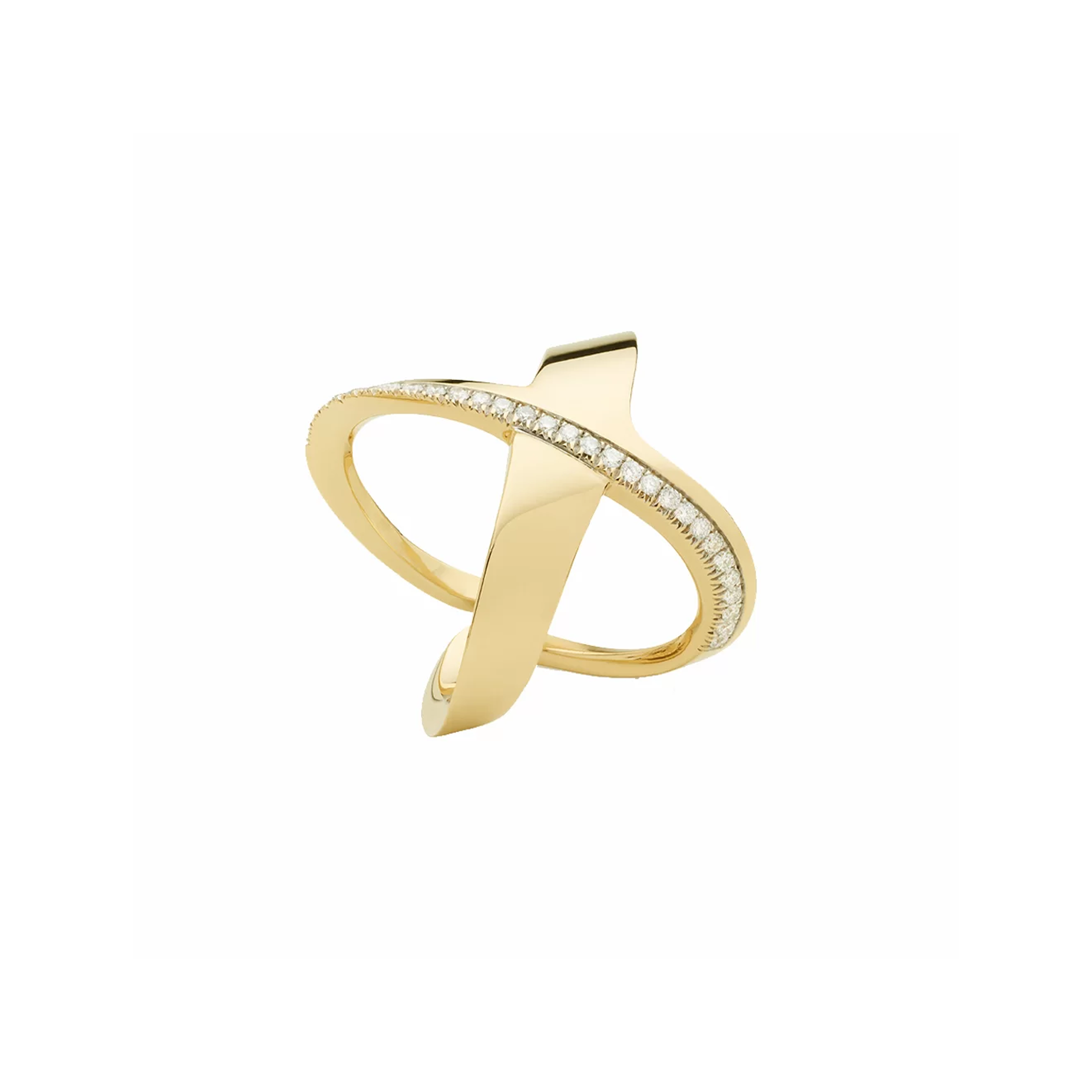Большое кольцо Siracusa X с бриллиантовой линией Antonini Milano из желтого золота 18 карат с бриллиантами. Референс A0160G01.