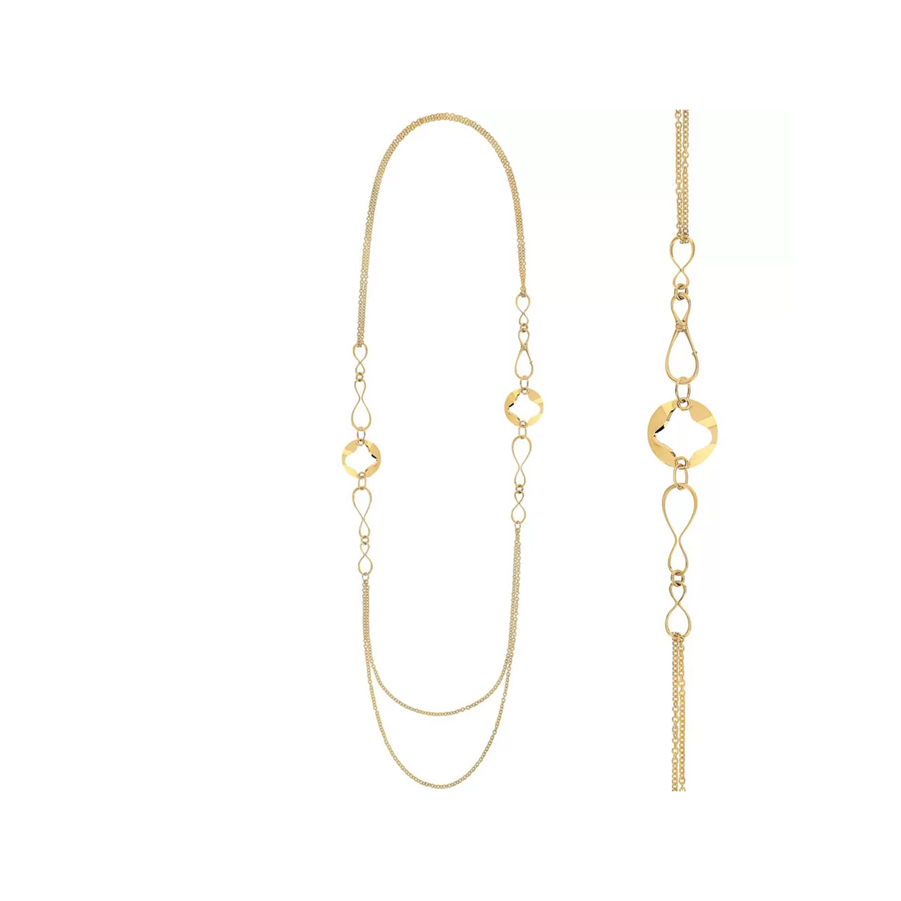 Колье Anniversary100 с двумя круглыми элементами Antonini Milano из желтого золота 18 карат. Референс C0192G-90.
