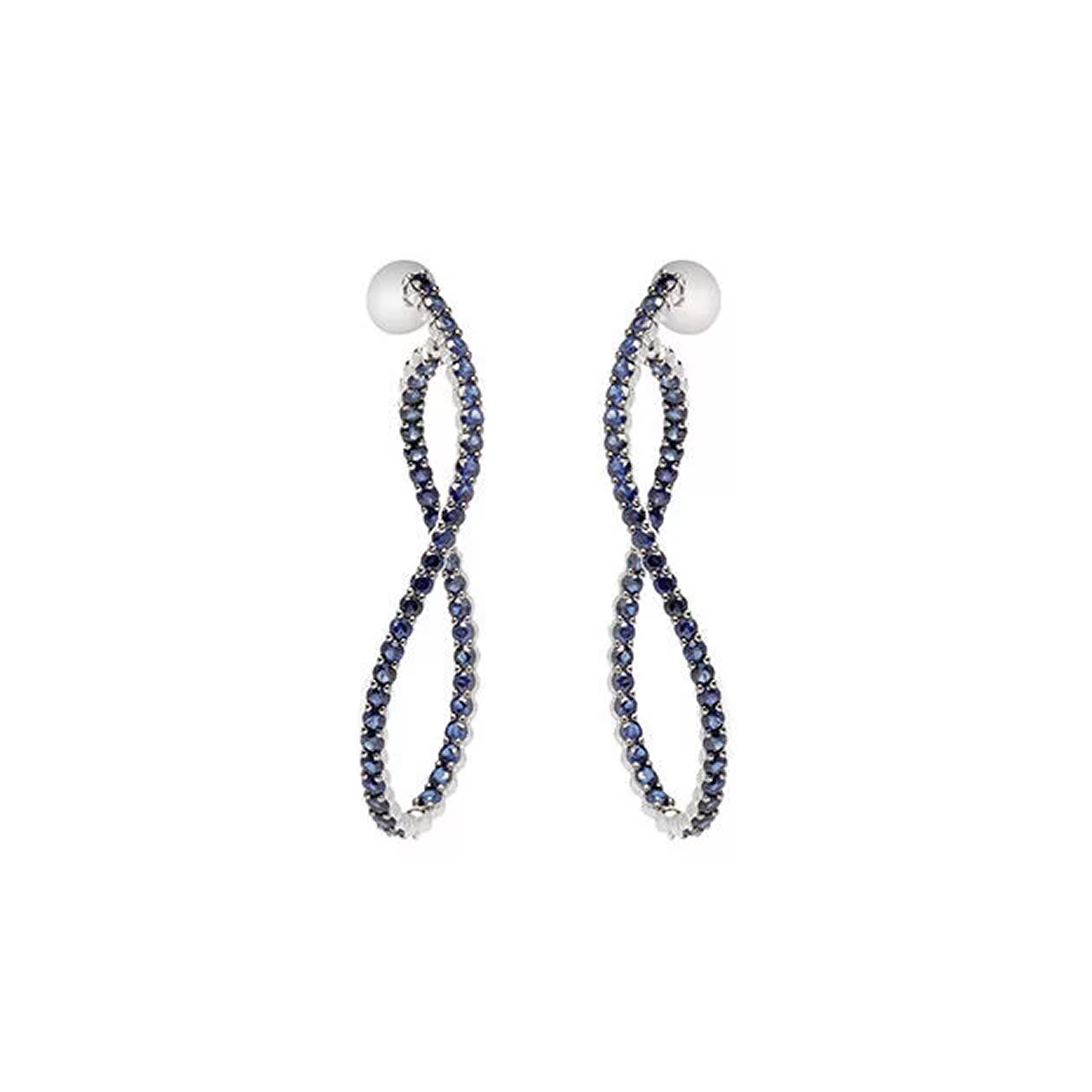 Antonini Milano Limited Edition XXL ականջօղեր՝ 18 կարատ սպիտակ ոսկուց, կապույտ շափյուղաներով։ Ռեֆերենս՝ O0160B4BLU։ L’Orange Gold, Երևան։