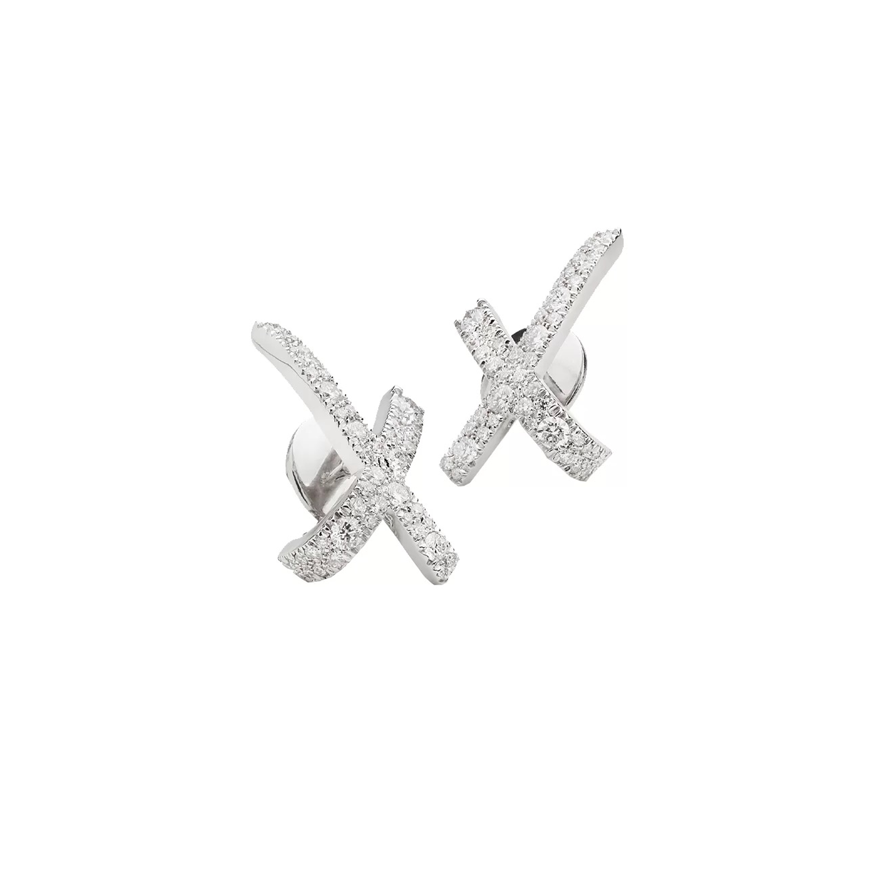 Antonini Milano Siracusa X ականջօղեր՝ 18 կարատ սպիտակ ոսկուց, ադամանդներով։ Ռեֆերենս՝ O0163B1։ L’Orange Gold, Երևան։
