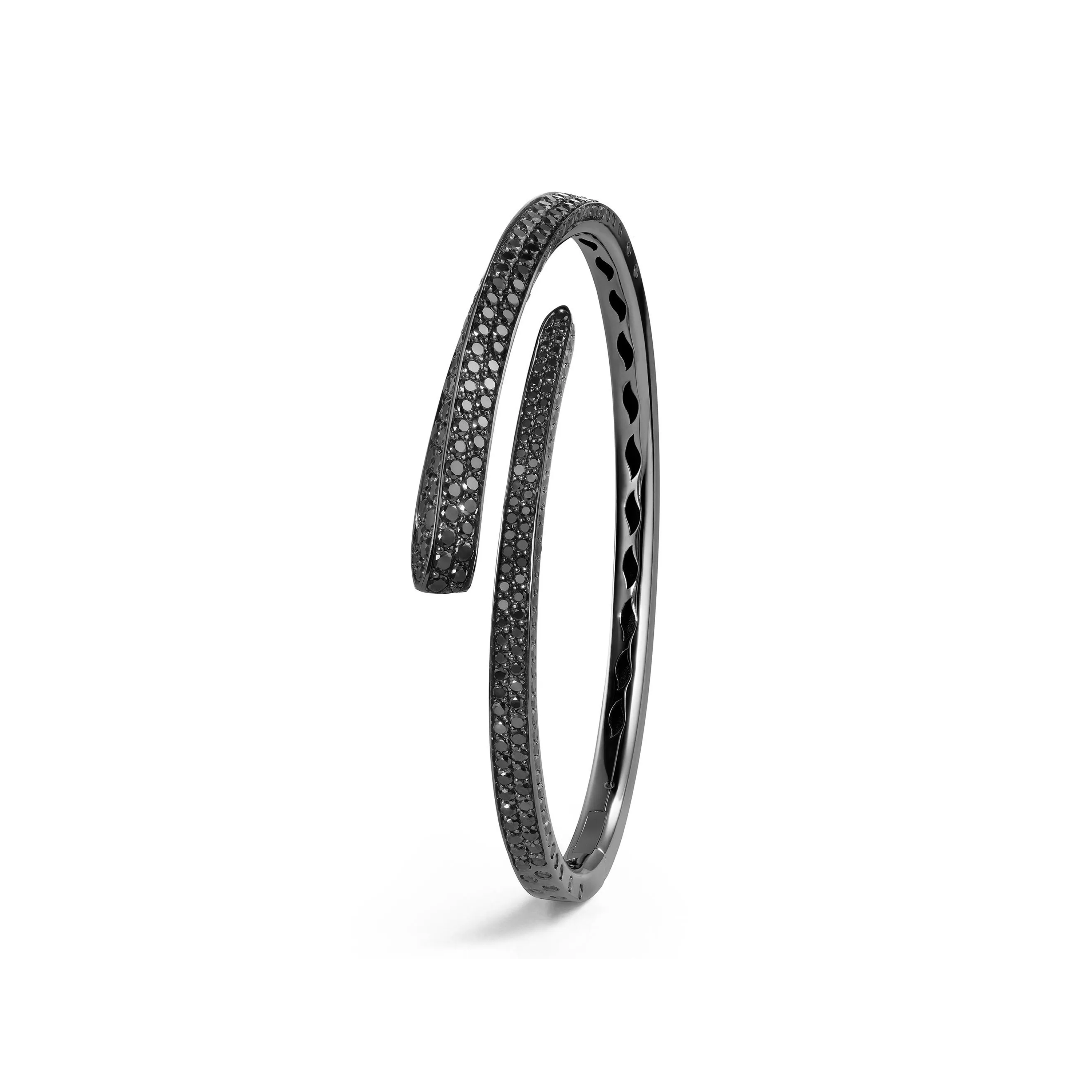 Браслет Crivelli LIKE Slim Full Pavé Black Tie из черненого золота с черными бриллиантами. Референс 000-4442BK-NS.