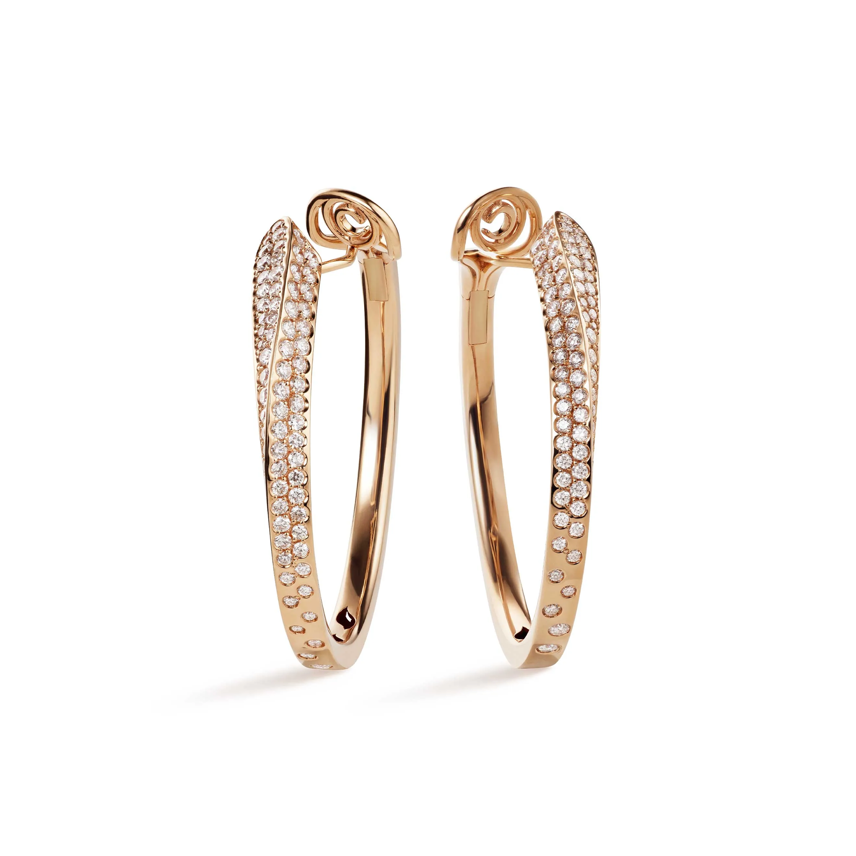 Серьги Crivelli LIKE Slim Full Pavé из розового золота 18 карат с бриллиантовым паве. Референс 000-4541NS.