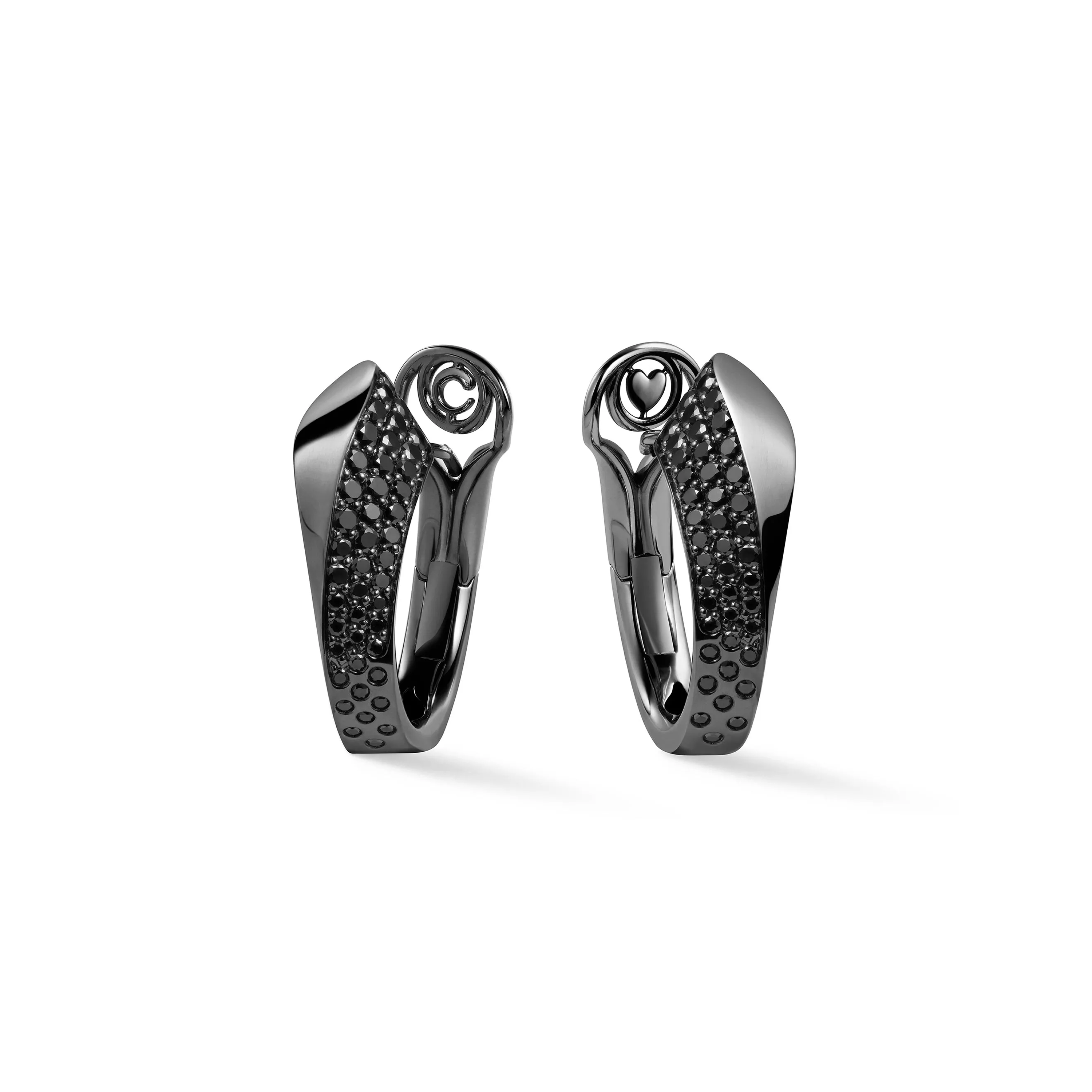 Серьги Crivelli LIKE Regular Black Tie из черненого золота с черными бриллиантами. Референс 000-4360BK-NS.