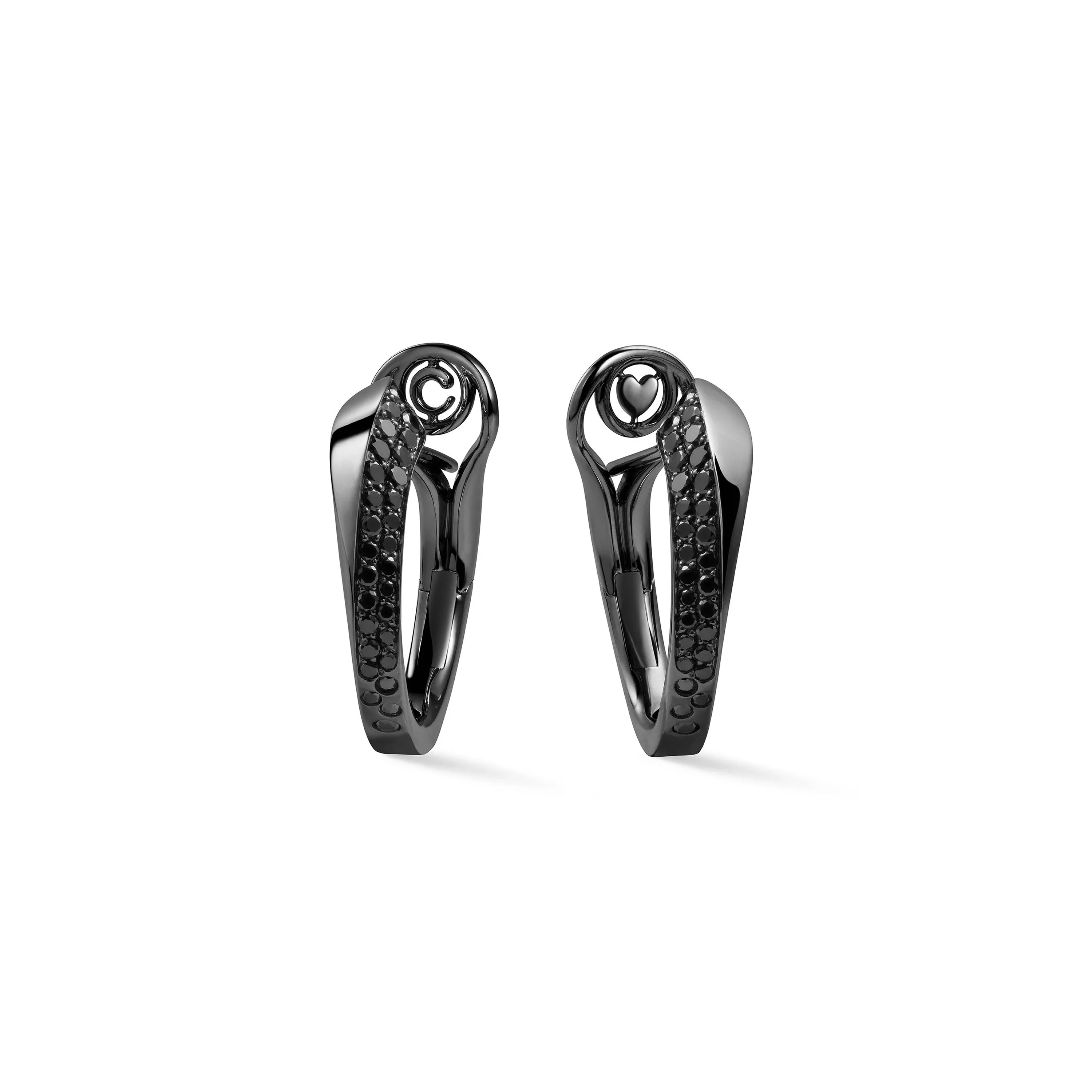 Серьги Crivelli LIKE Slim Black Tie из черненого золота с черными бриллиантами. Референс 000-4380BK-NS.