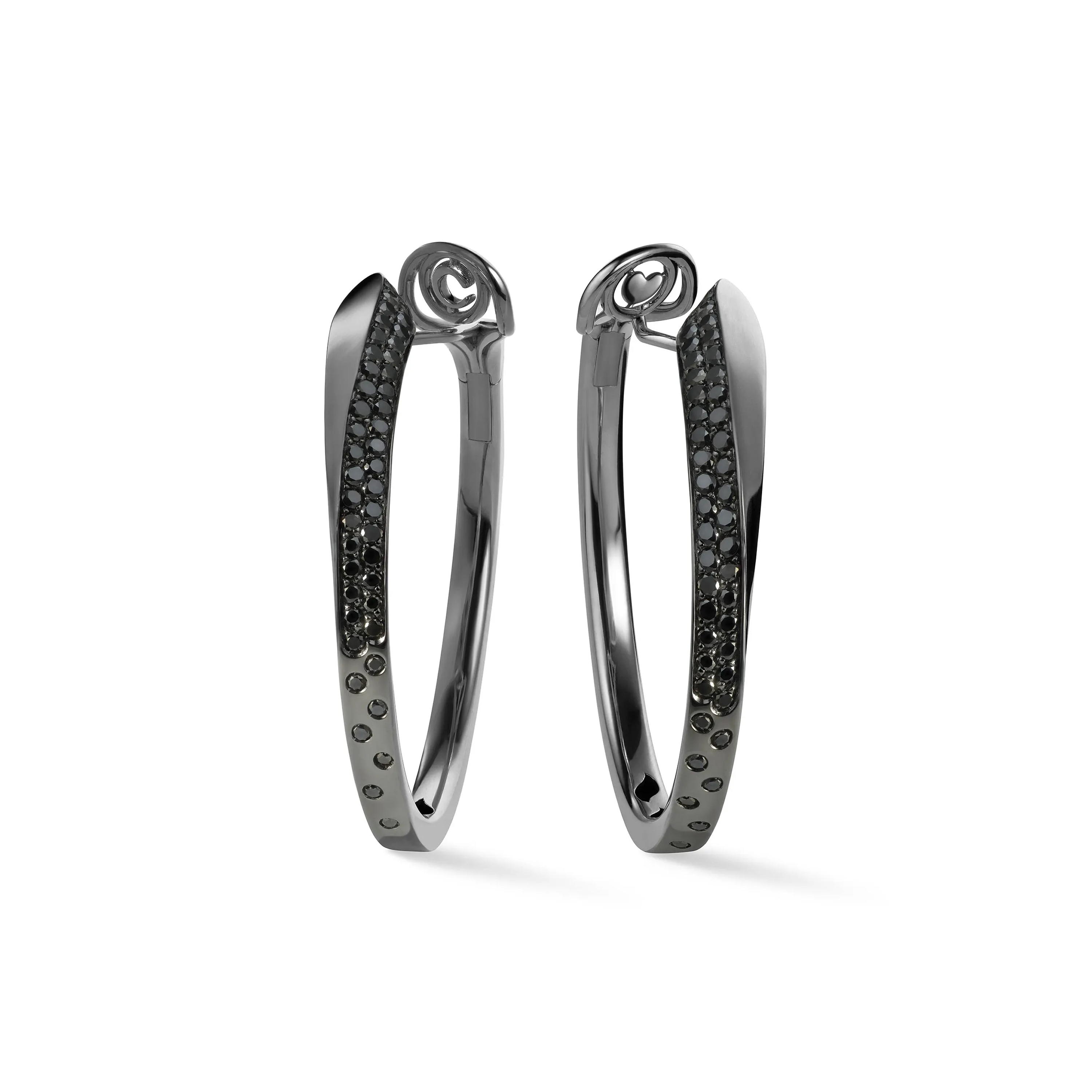Серьги Crivelli LIKE Slim Black Tie из черненого золота с черными бриллиантами. Референс 000-4379BK-NS.