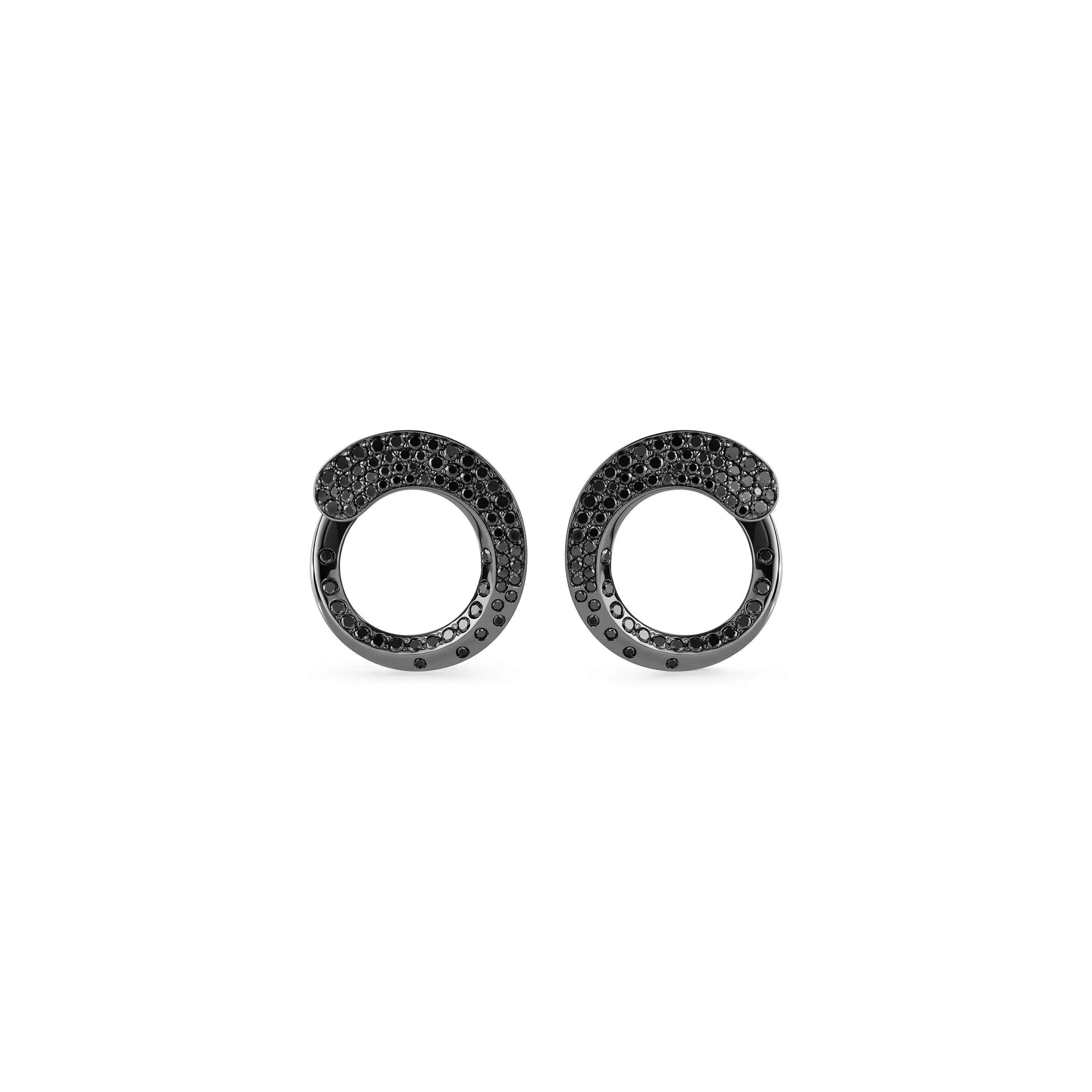 Серьги Crivelli LIKE Regular Black Tie Creole из черненого золота с черными бриллиантами. Референс 000-4265BK-NS.
