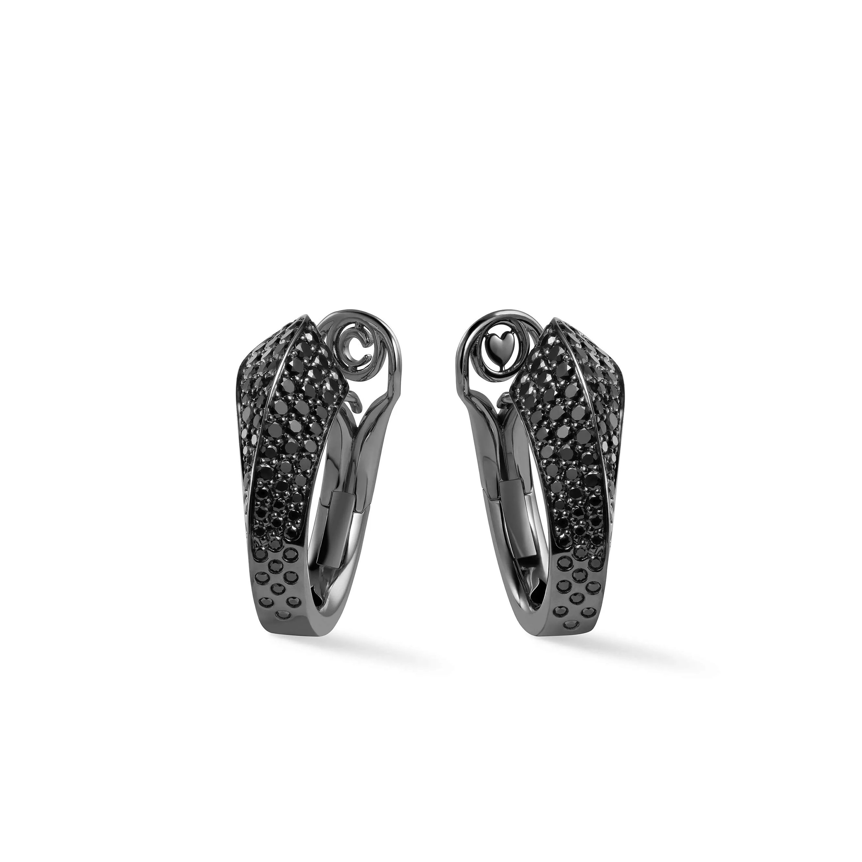 Серьги Crivelli LIKE Regular Full Pavé Black Tie из черненого золота с черными бриллиантами. Референс 000-4540BK-NS.