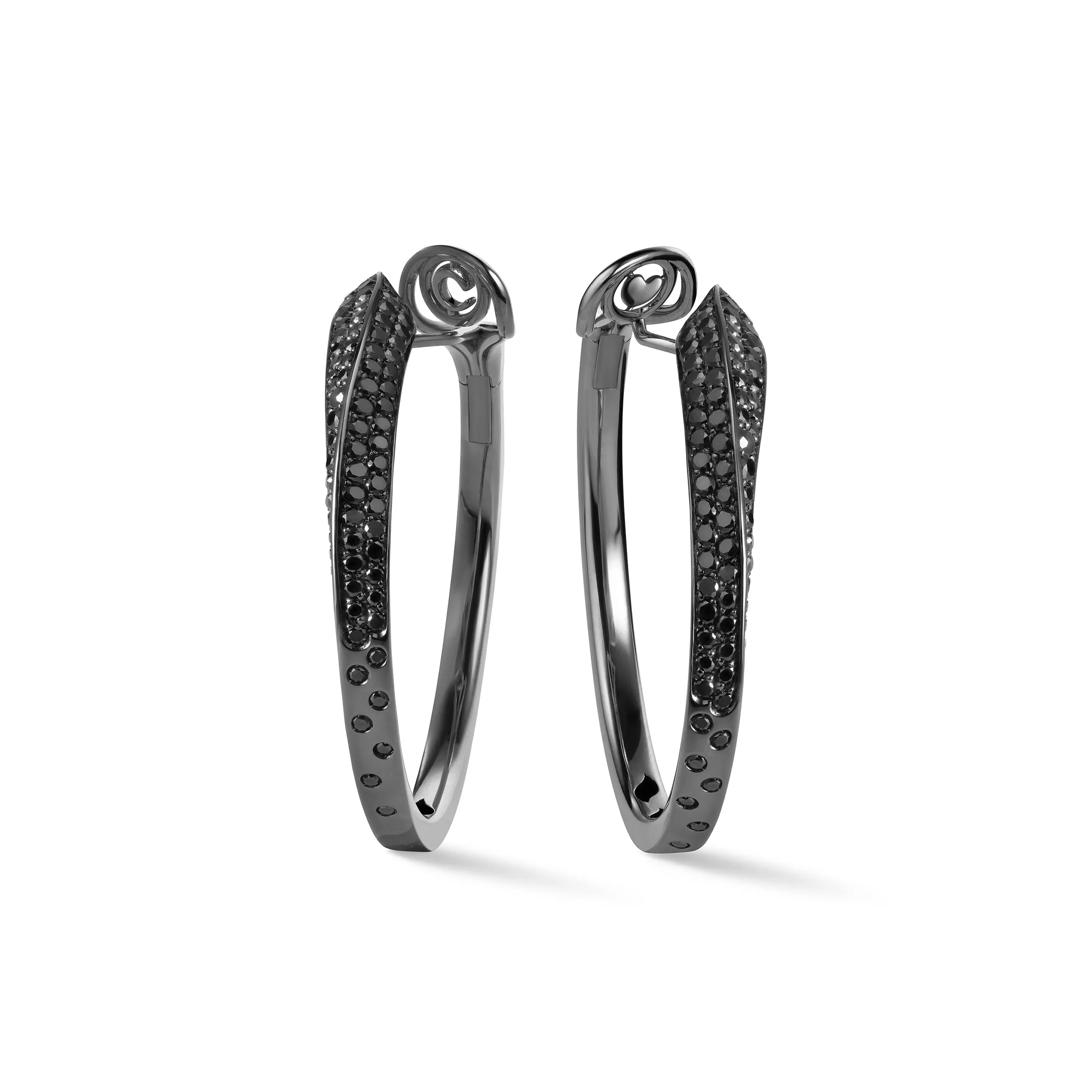 Серьги Crivelli LIKE Slim Full Pavé Black Tie из черненого золота с черными бриллиантами. Референс 000-4541BK-NS.