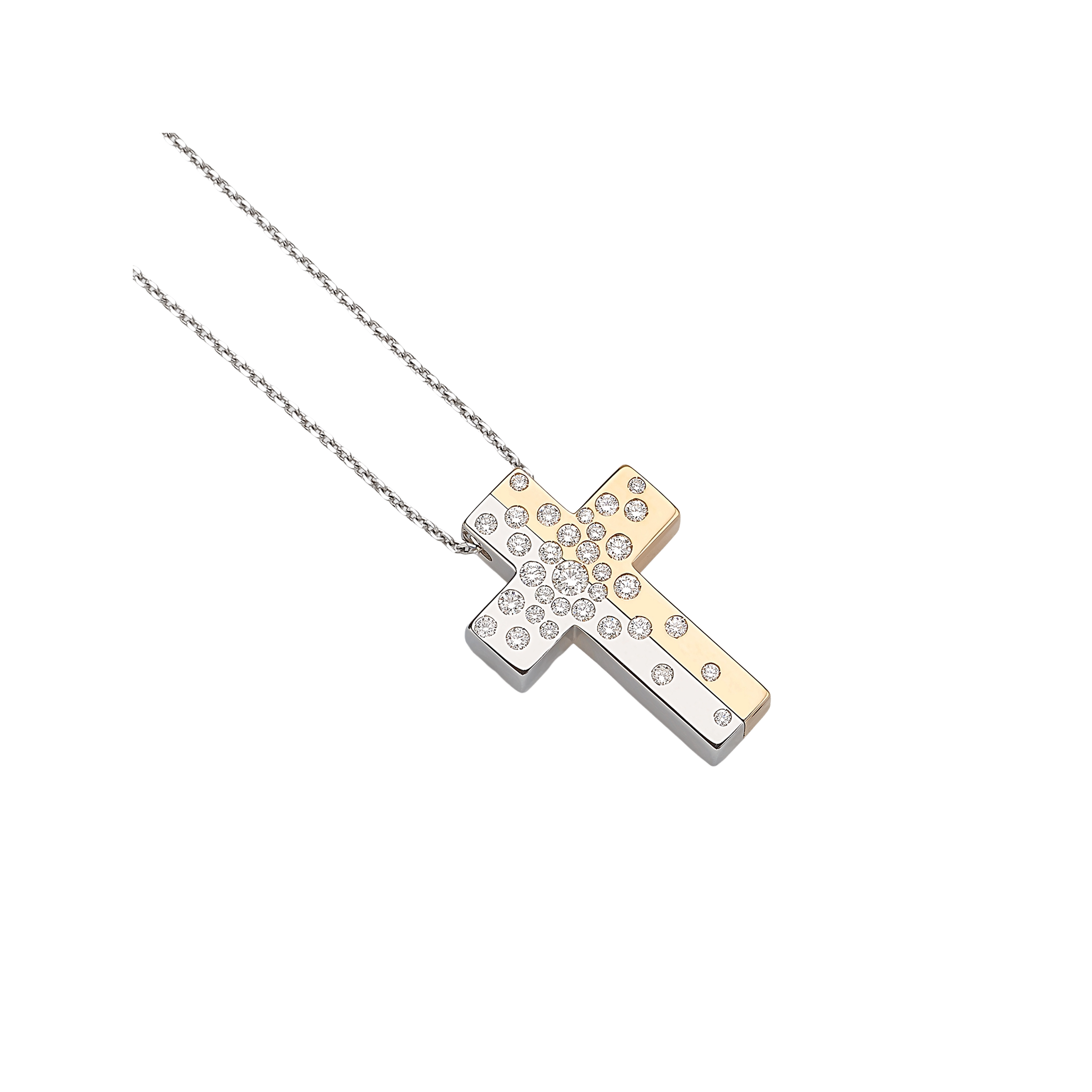 Колье Giorgio Visconti с крестом из белого и розового золота с бриллиантами. Референс G39317. Представлено в ювелирном бутике L’Orange Gold в Ереване.
