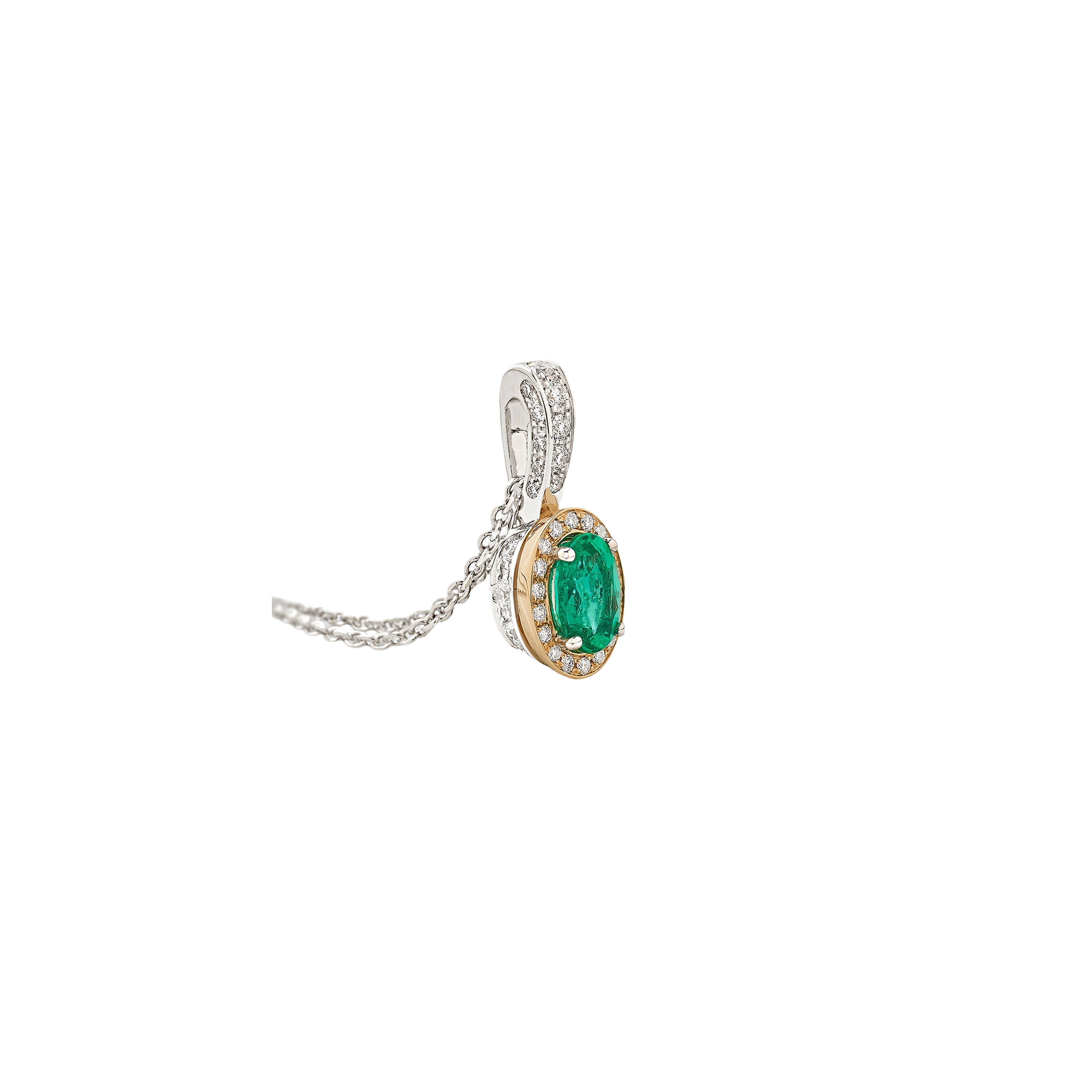 Колье Giorgio Visconti из белого и розового золота с бриллиантами и изумрудом. Референс G39333AS. Ювелирный бутик L’Orange Gold, Ереван.
