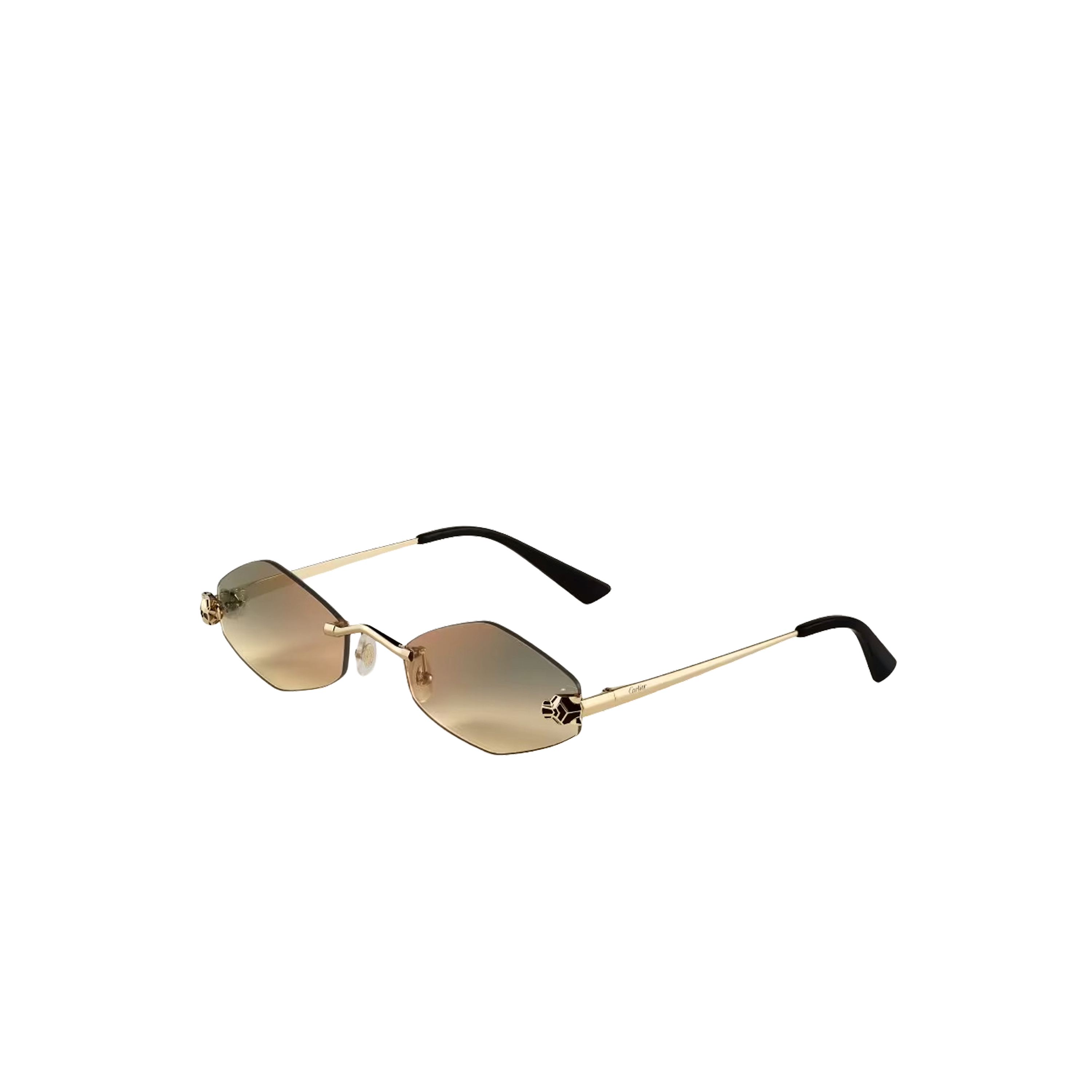Солнцезащитные очки Cartier CRESW00826 с безободковой оправой золотистого тона и коричнево-желтыми градиентными линзами, 55 мм